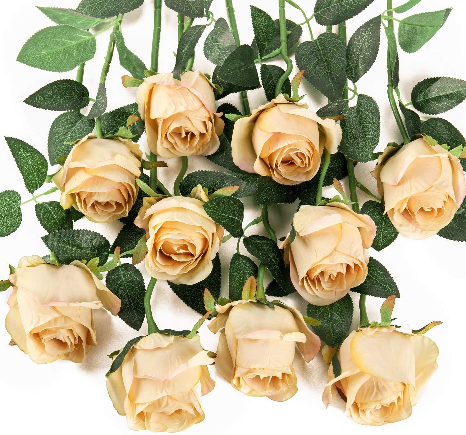 Flojery 10Pcs Artificial Rose Flowers Long Stem Fake Silk Roses for DIY Wedding Bouquet Table Centerpiece Home Decor (Rose Red)