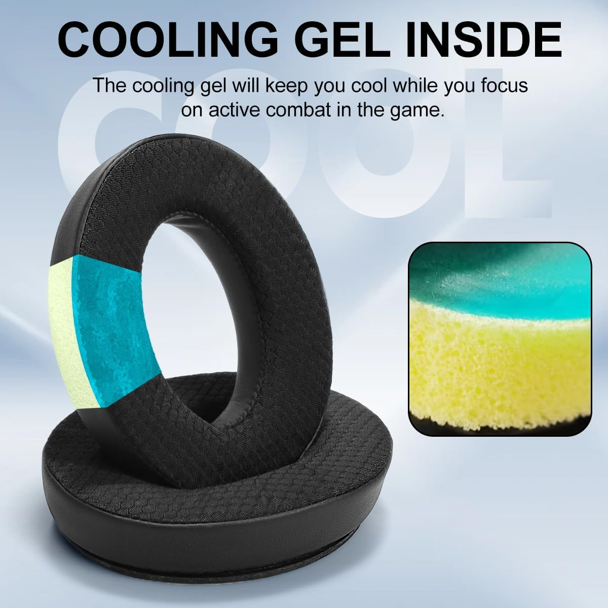 T Tersely Replacement Cooling Gel Earpads Ear Cushions for Bose Quietcomfort 35 II/45 (QC35/QC45/QC35 II) Headphones,With QC35 Shaped Scrims with 'L and R' Lettering QC25 QC15 QC2 Soundtrue Soundlink image number 3