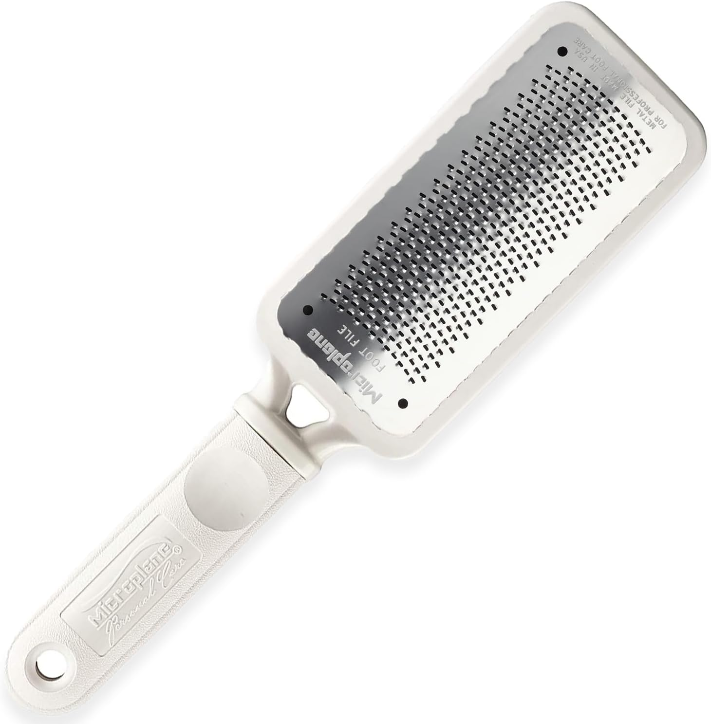Microplane Colossal Foot File Scraper - the Original Stainless Steel Foot Rasp, Dead Skin/Callus Remover for Feet, Gentle Foot Scrubber, Pedicure Tools for Salon-Quality Foot Care, White