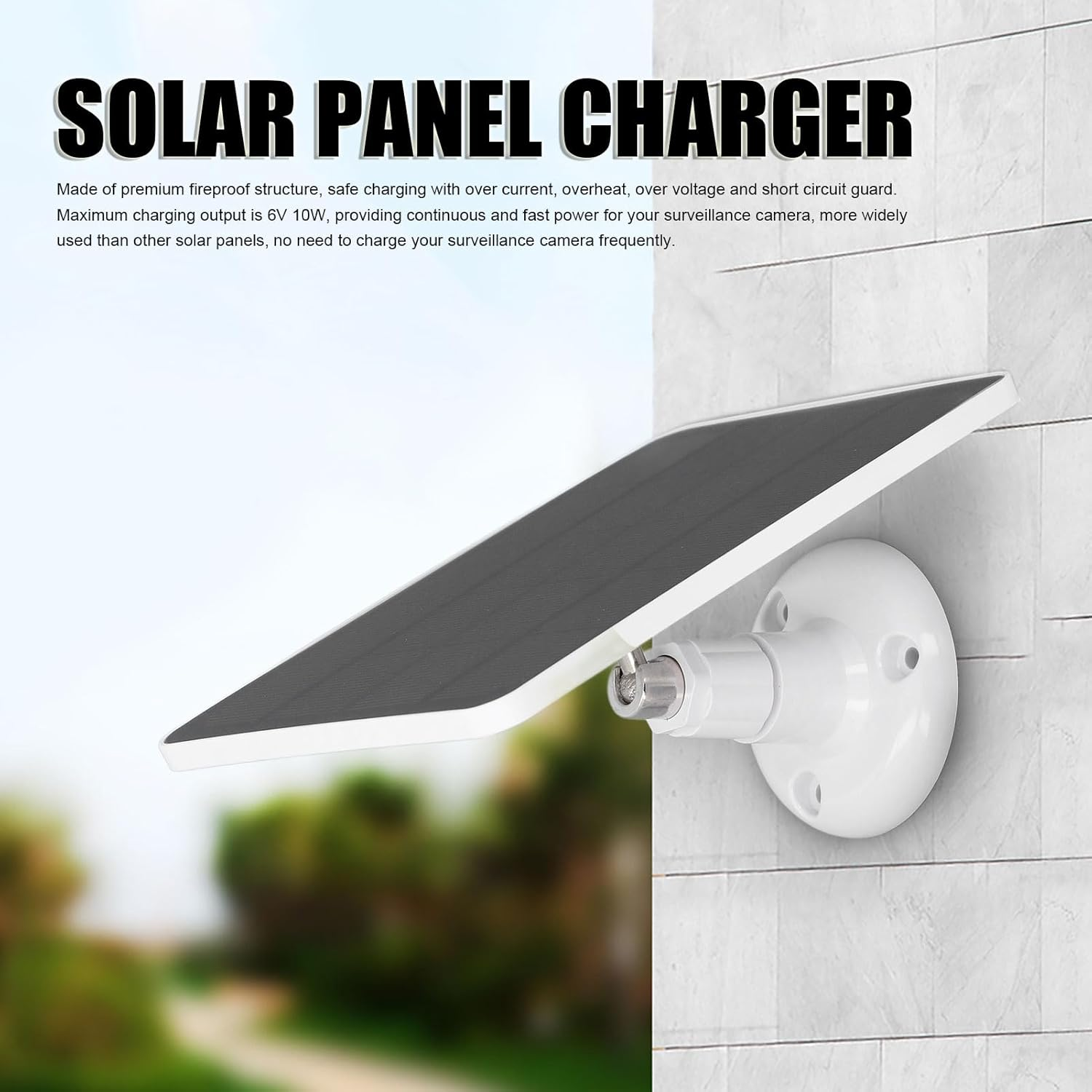 Solar Panel Charger, 10W Solar Panel for Ring Camera, Compatible with Ring Camera Battery & Stick up Cam Battery, IP65 Waterproof (CSP4W-DC-W) image number 1