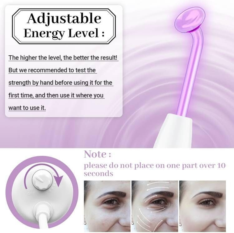 High Frequency Facial Wand - TUMAKOU Violet Portable Handheld High Frequency Facial Skin Machine Device for Face - with 4 Purple Tubes image number 1