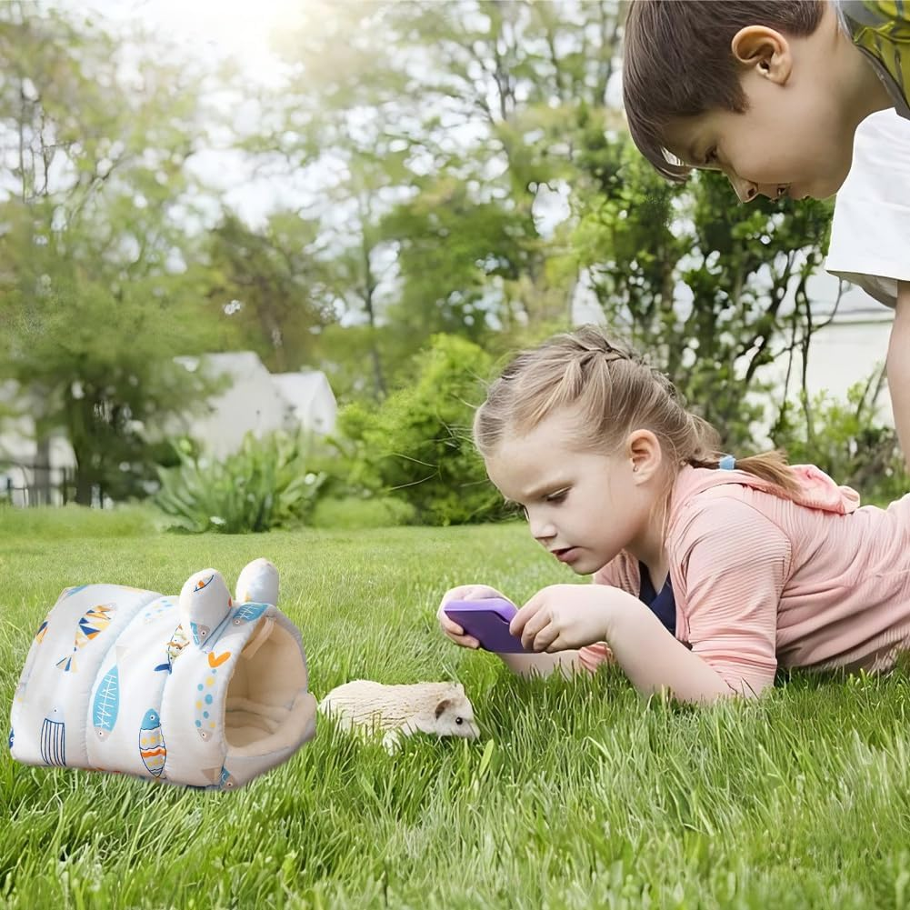 Cutitiuu 19 X 19 Cm Guinea Pig Bed, Hamster House, Warm Guinea Pig Bed, Guinea Pig Hideout, Washable, Small Animal Cave for Chinchilla, Hedgehog, Guinea Pigs, Guinea Pigs (Fish) image number 4