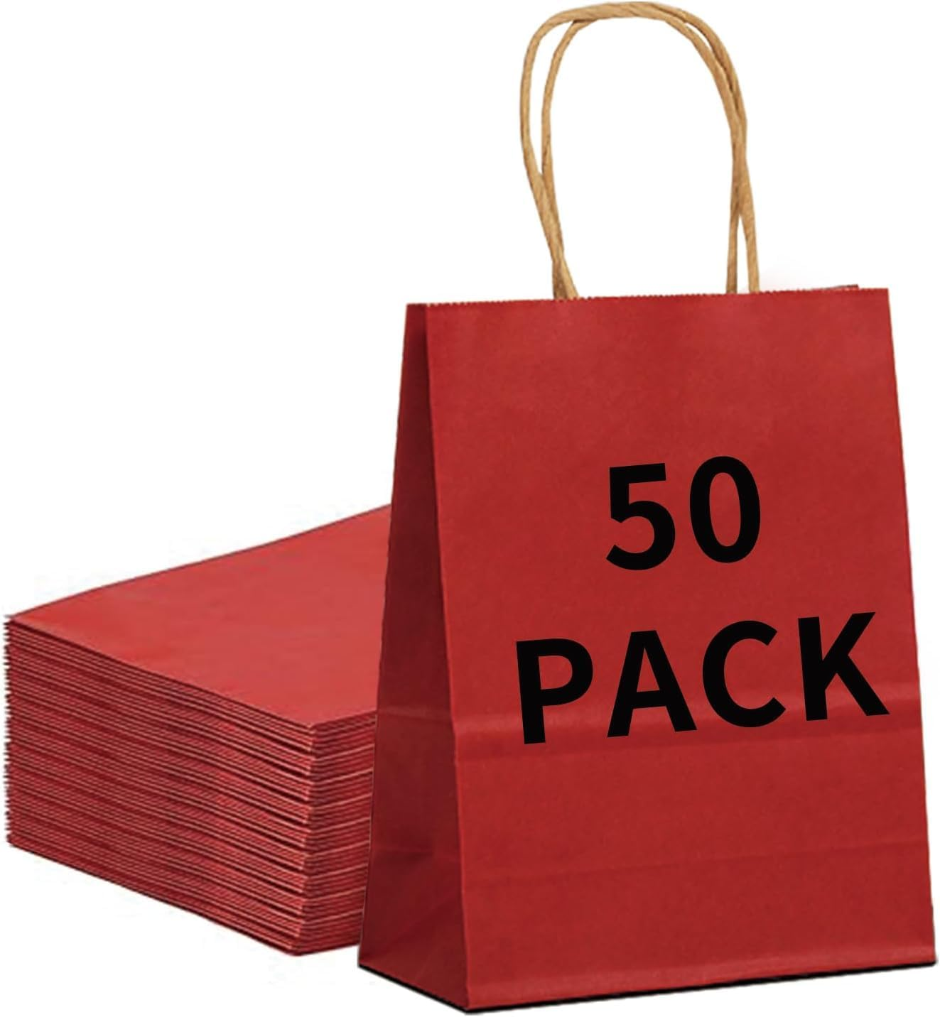 50Pcs Large Size 21 * 14 * 27Cm Natural Paper Gift Bags Kraft Paper Bags with Handles,Gift Bag Kraft Paper Party Gift Bag,Eco-Friendly Kraft Bags for Gifts,Business, Shopping, Retail Merchandise Bags