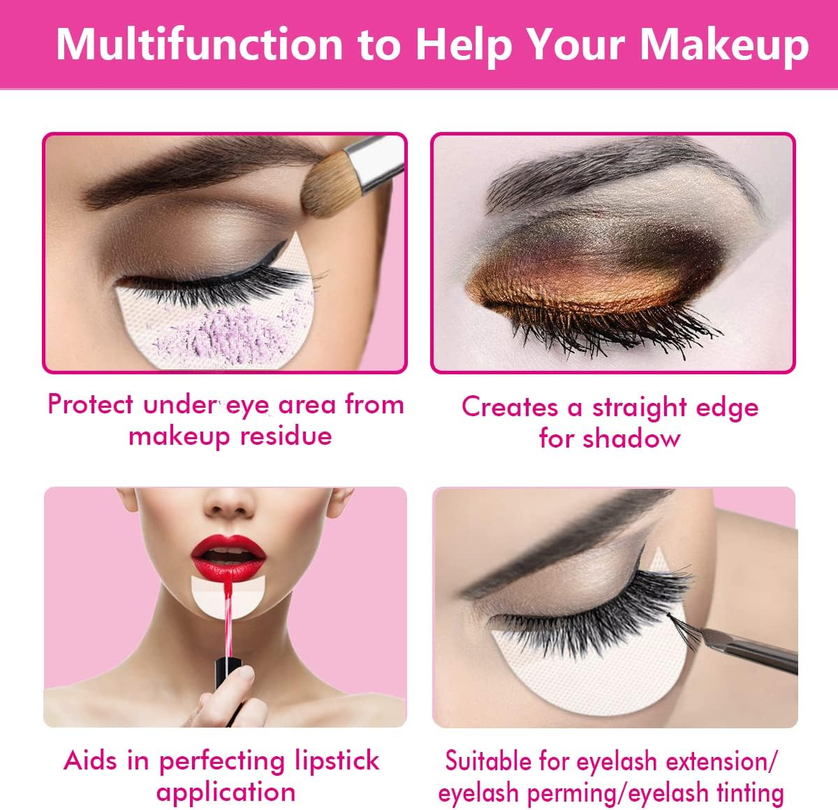 Tailaimei 300 Pcs Eyeshadow Shields, Eyeshadow Stencil for Prevent Makeup Residue, Lint Free Gel Pad for Eyeliner, Eyelash Extensions and Lip Makeup image number 4