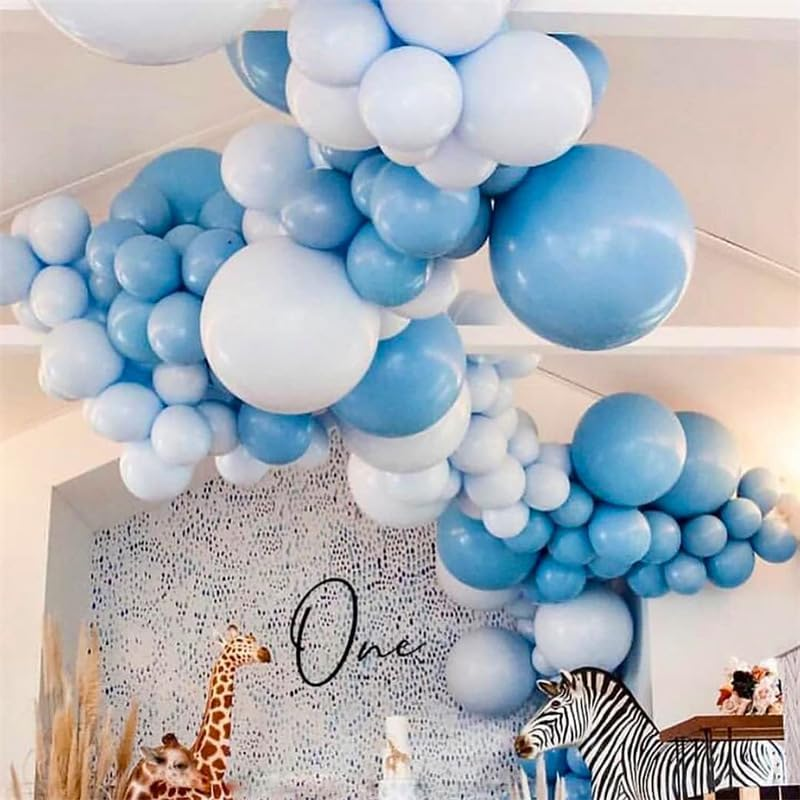 137 PCS Macaron Blue Gold Balloons Set,Macaroon Blue Gold Latex Balloons Garland Arch Kit for Birthday Wedding Graduations Party Decorations,Blue Naval Style image number 2