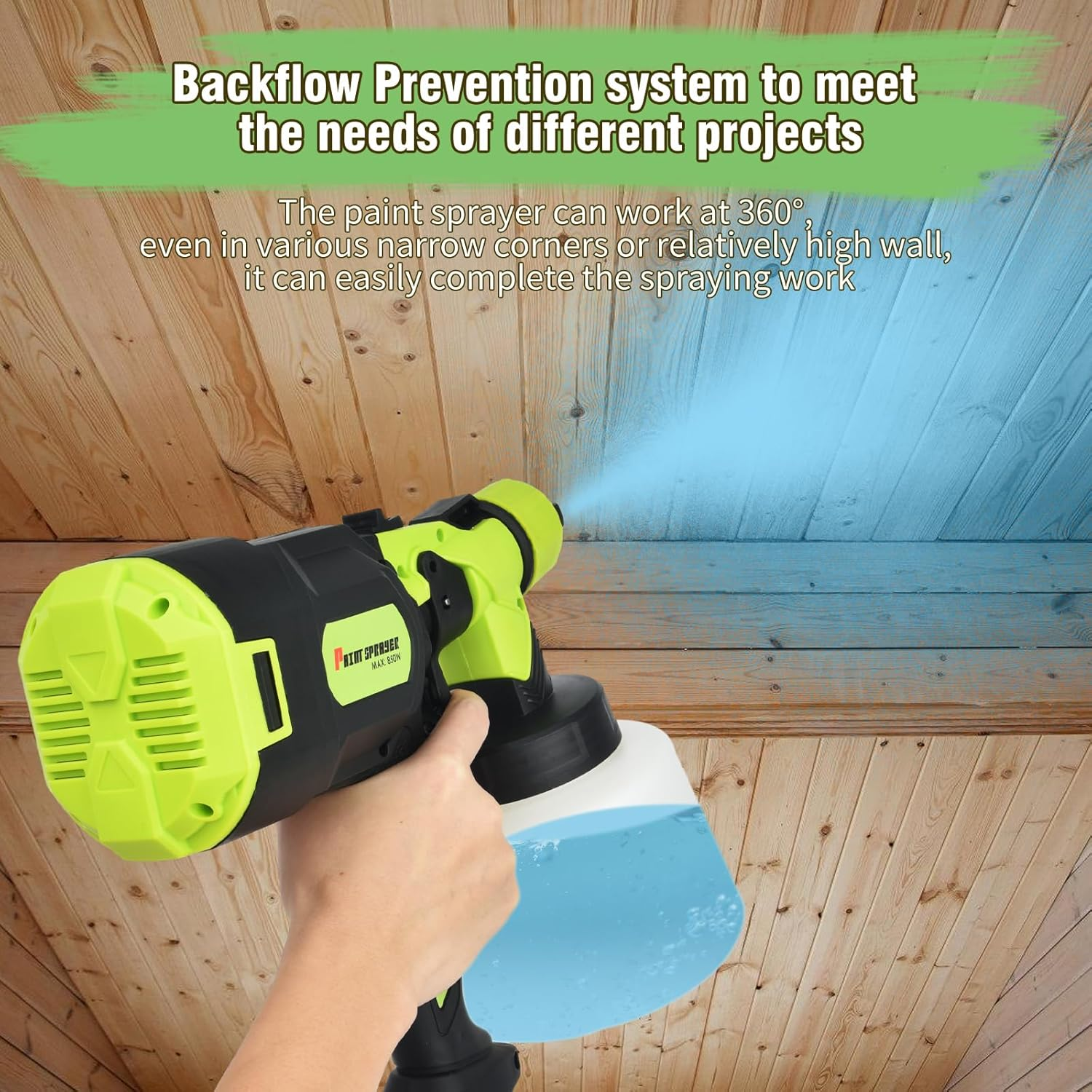 Paint Sprayer, 1400Ml Capacity Paint Spray Gun, 3 Spray Modes Electric Paint Sprayer, Easy to Clean and Assemble, Suitable for Walls, Furniture, Cabinets, Fences, Doors, Chairs (Black) image number 6