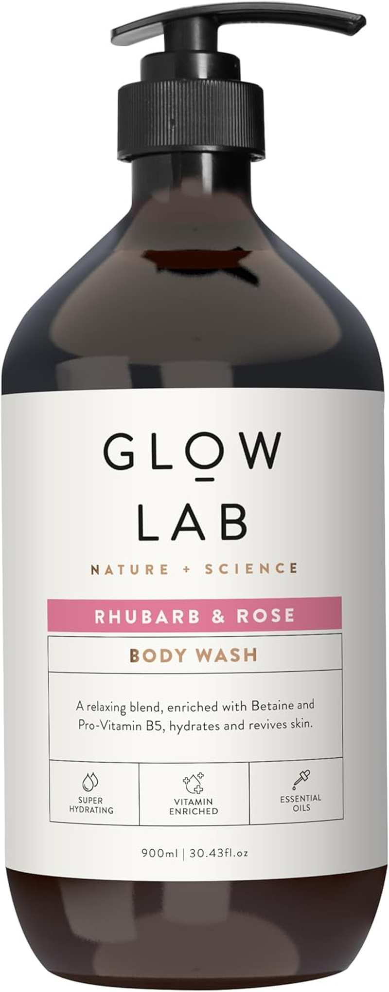 Glow Lab Rhubarb and Rose Body Wash 900 Ml