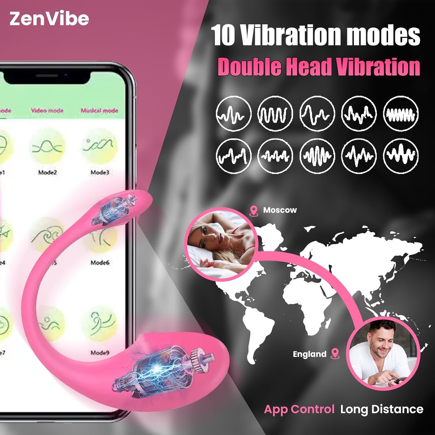 Zenvibe Rabbit Vibrator Sex Toy Women Bluetooth App Control Wearable Couple with 10 Vibrations Long Distance Rechargeable Waterproof Vibrator Clitoris Stimulator Erotic Massager Wearable Panty Device, Discreet, Quiet and Fun image number 3