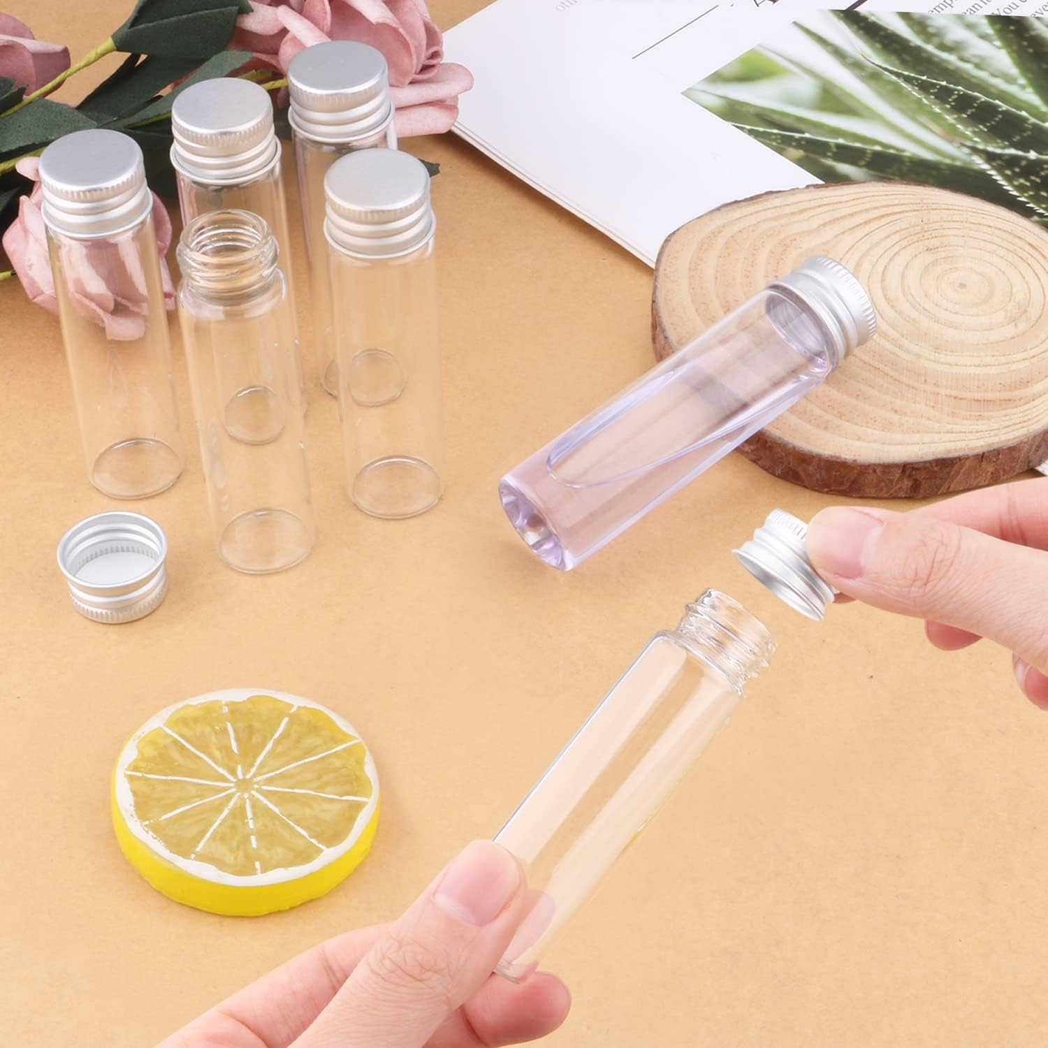 30 Pack 20Ml Glass Sealed Bottles Empty Sample Vials Container Clear Tiny Jars Wish Bottle with Aluminum Screw Lid for Liquid DIY Crafts Party Favors Jewelry Beads