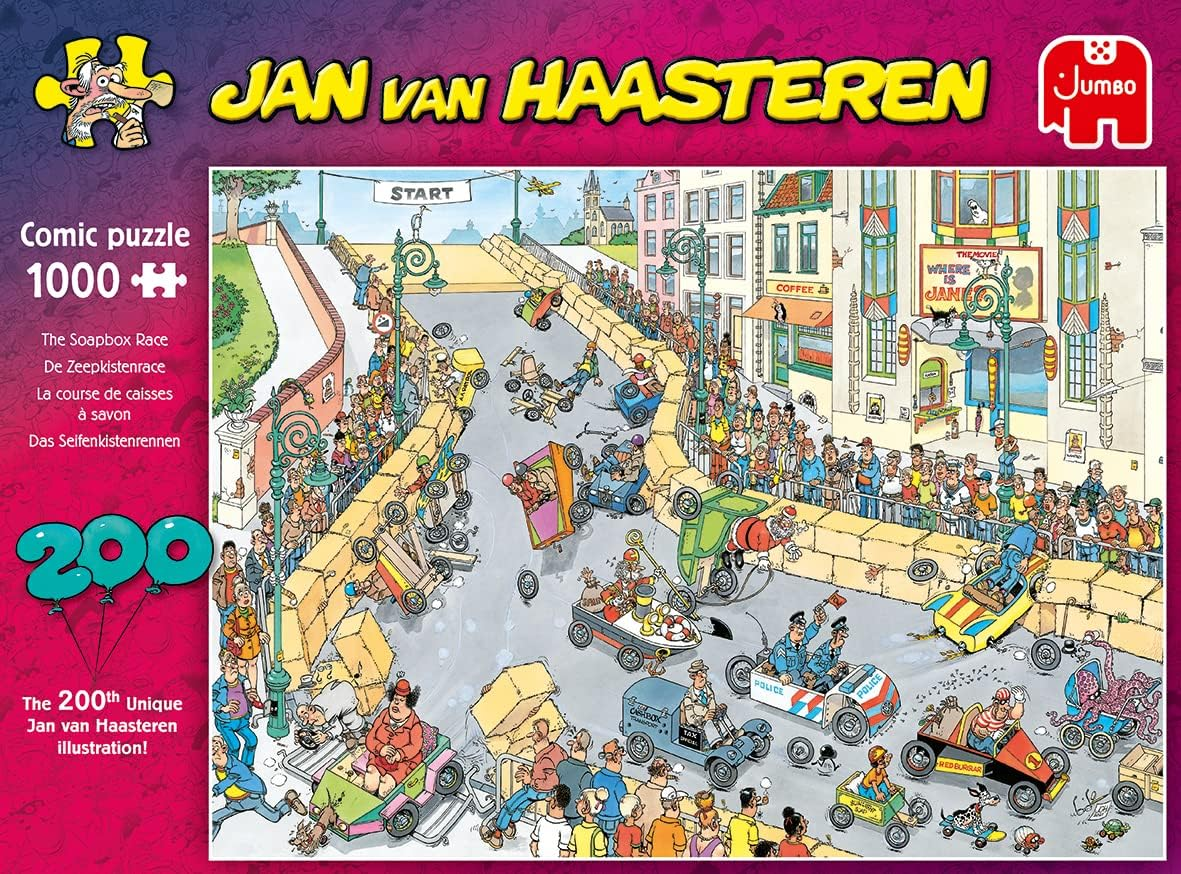 Jumbo Jan Van Haasteren the Soapbox Derby Jigsaw Puzzle (1000 Pieces) image number 1