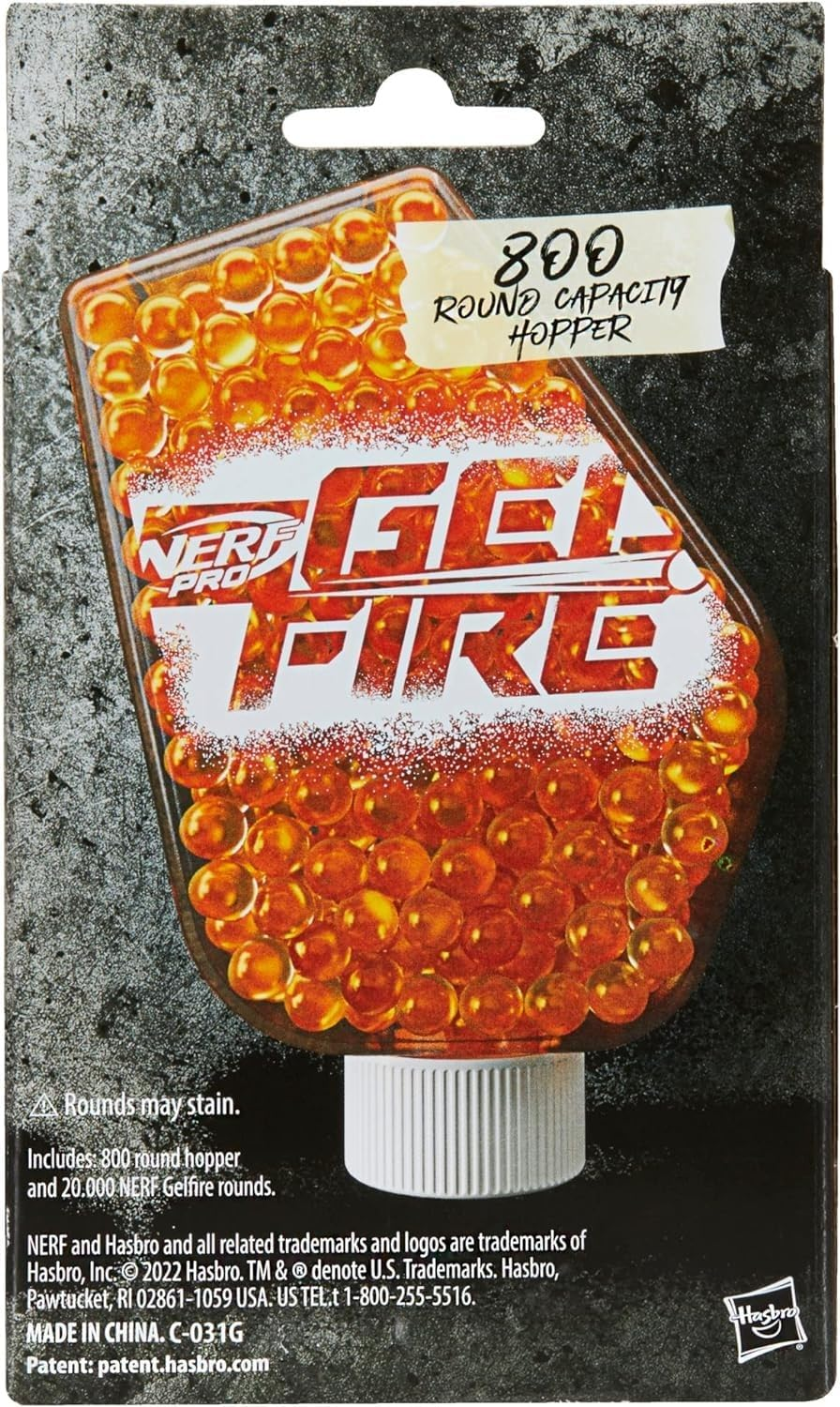 NERF Pro Gelfire Refill, 20,000 Dehydrated Gelfire Rounds, 1X 800 round Hopper, Use Pro Gelfire Blasters, Ages 14 & Up