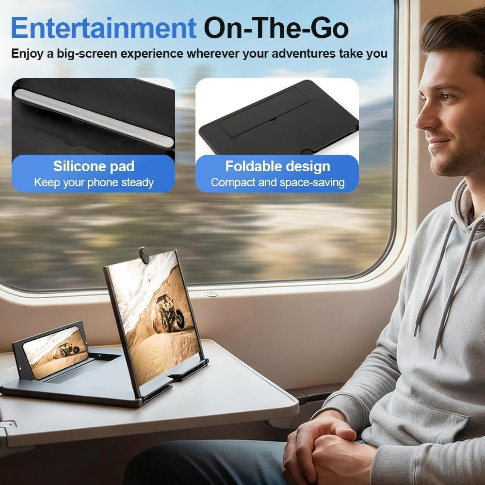 T Tersely 2026 Upgraded Big Screen Phone Magnifier, Ultra HD Screen Amplifier with Foldable Stand, Portable Mobile Phone Projector for Movies, Gaming, Compatible with All Smartphones (16 Inch) image number 1