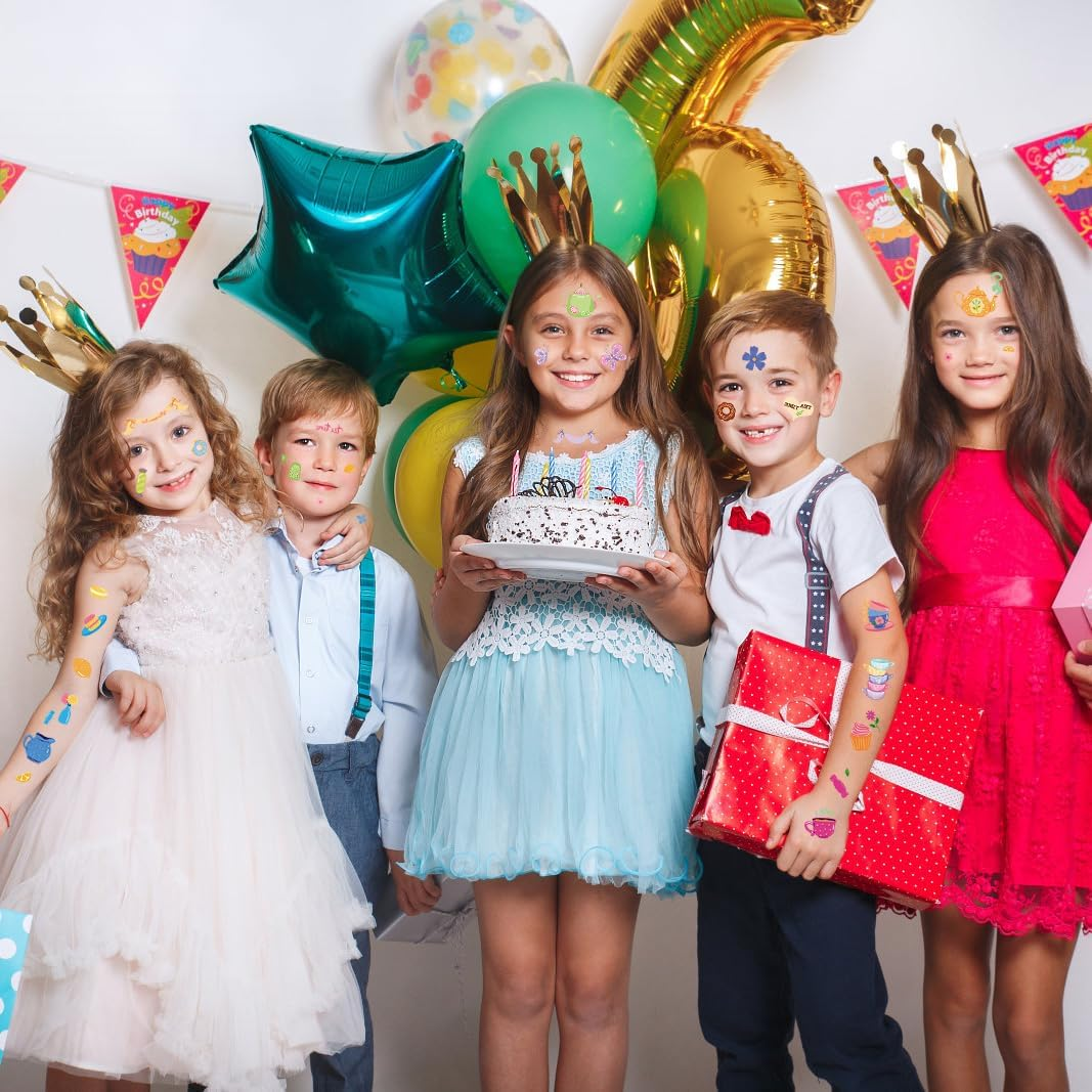 10 Sheets Temporary Tattoos Afternoon Tea Elegant Floral Teacup and Cookie Designs for Women and Girls Waterproof Body Art for Party and Festival image number 3