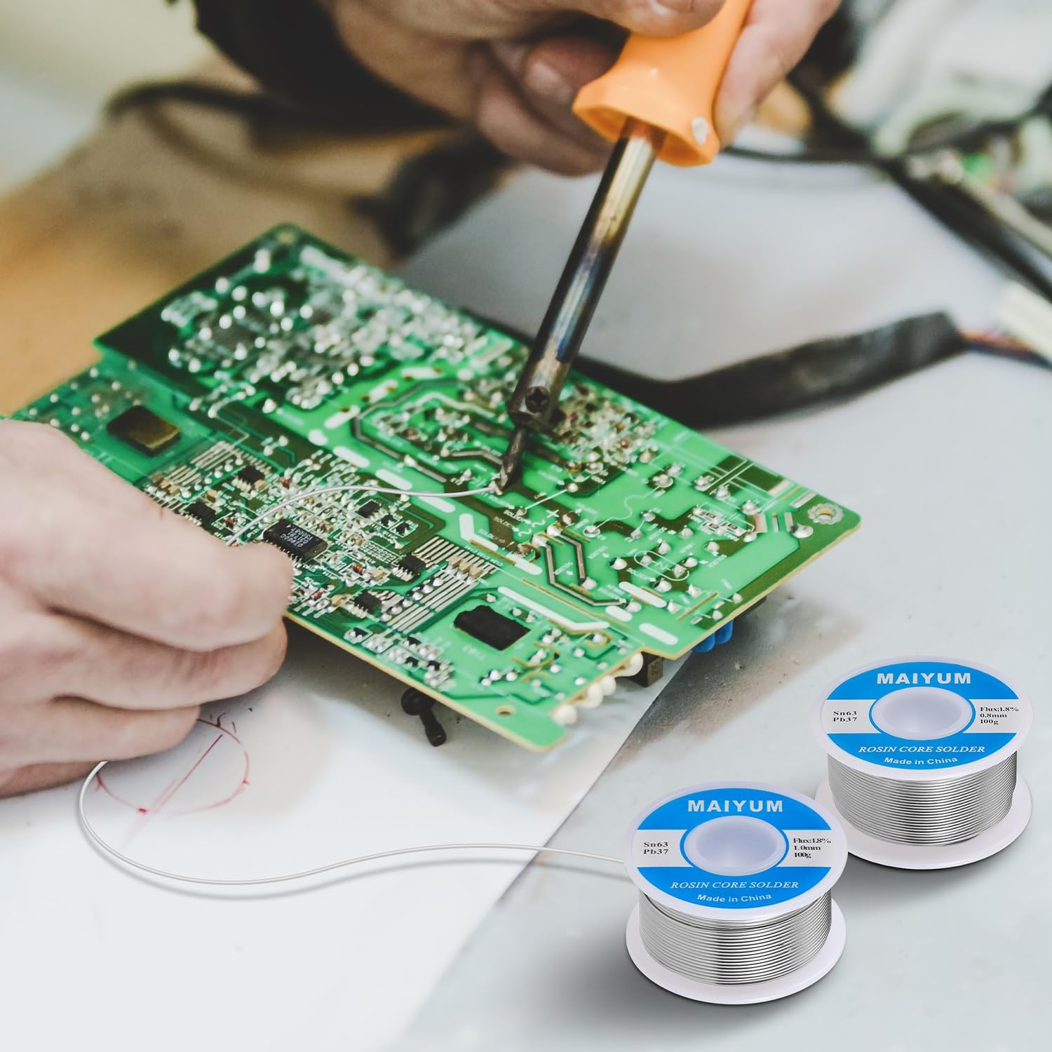 MAIYUM 63-37 Tin Lead Rosin Core Solder Wire for Electrical Soldering (0.6Mm 100G)