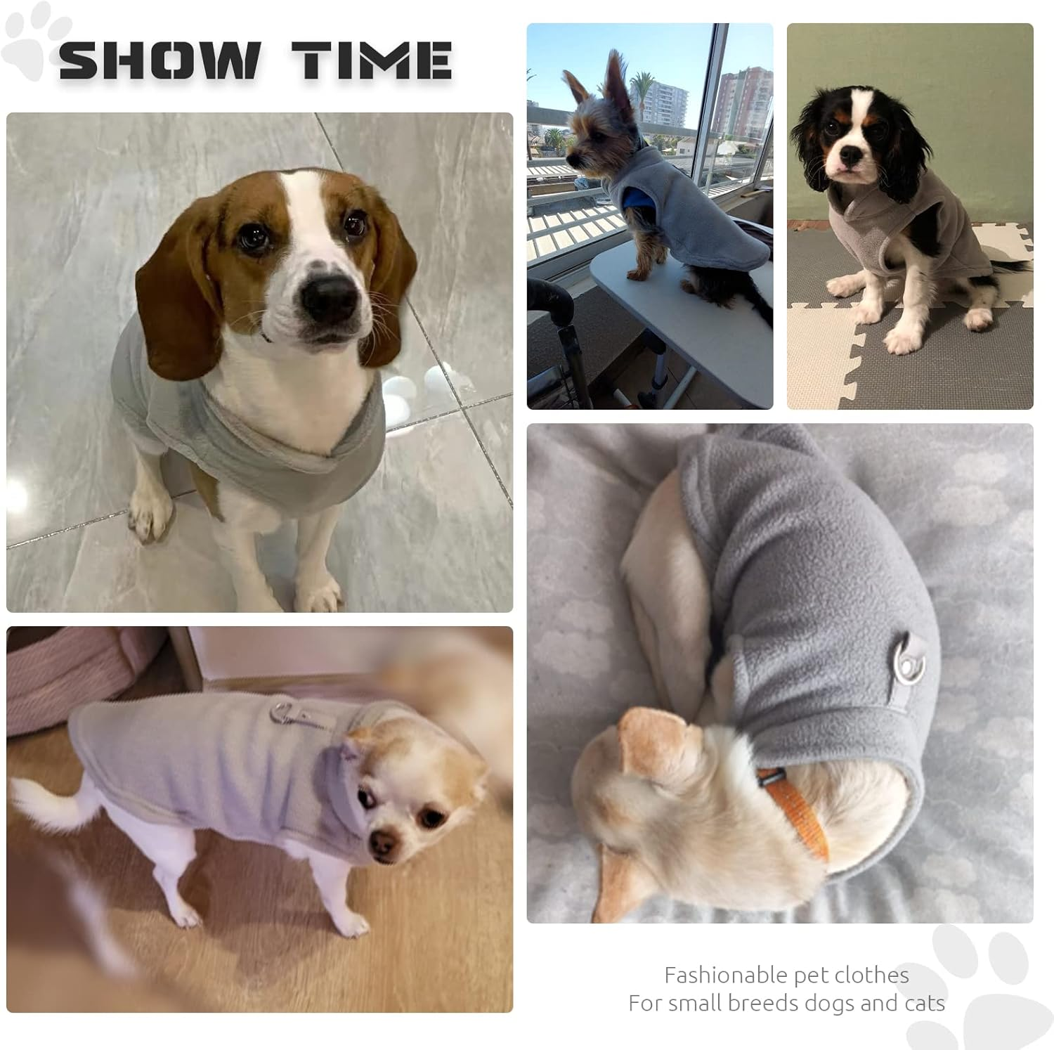 PETCARE Small Dog Sweater Cat Fleece Vest Soft Dog Jacket with Leash O-Ring Winter Warm Pet Pullover Coat Puppy Clothes for Small Dogs Cats Chihuahua Apparel Shih Tzu Costume, Grey image number 7