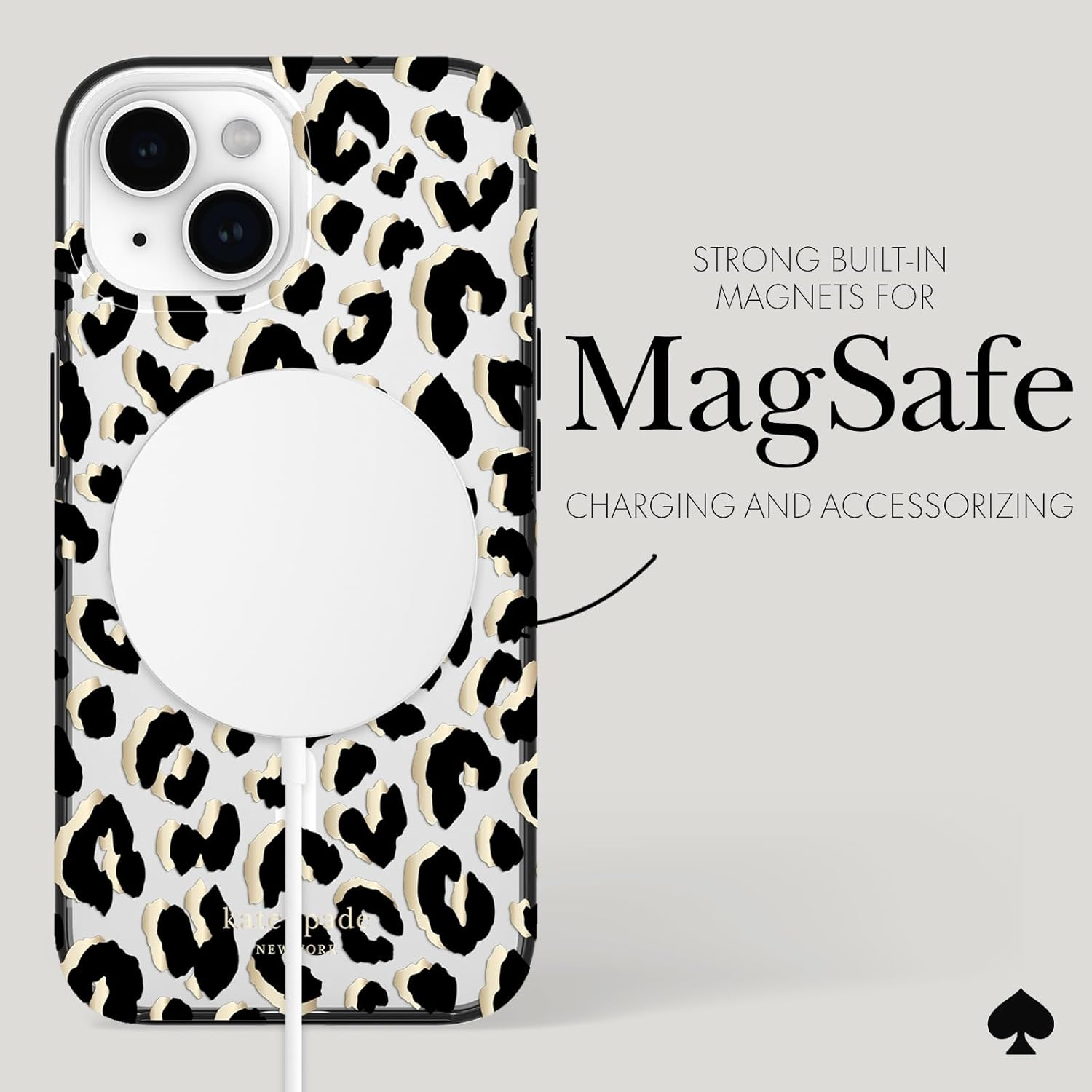 Kate Spade New York Iphone 15 Case/Iphone 14 Case/Iphone 13 Case, Compatible with Magsafe - City Leopard Black image number 1