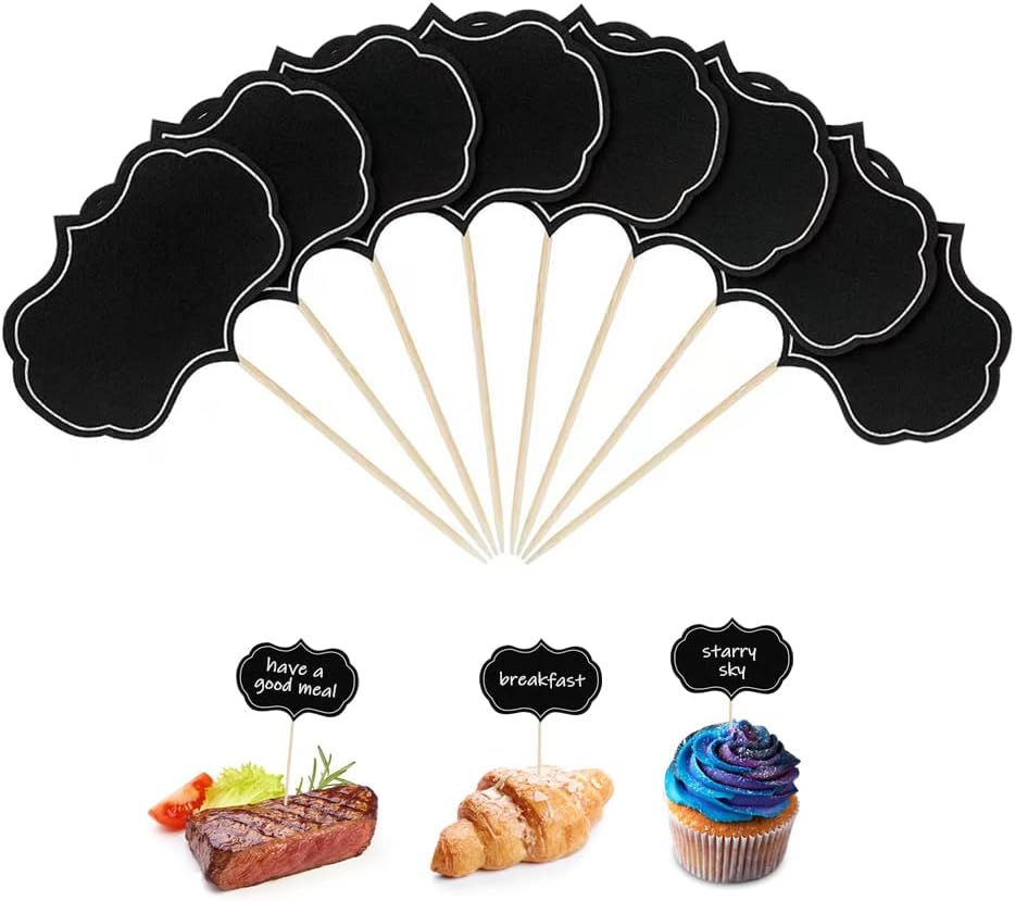 48 Pcs Cheese Markers for Charcuterie Board, Blank Toothpic Flags Black Cheese Labels, Buffet Labels Food Tags, Cupcake Name Tag Toppers image number 5