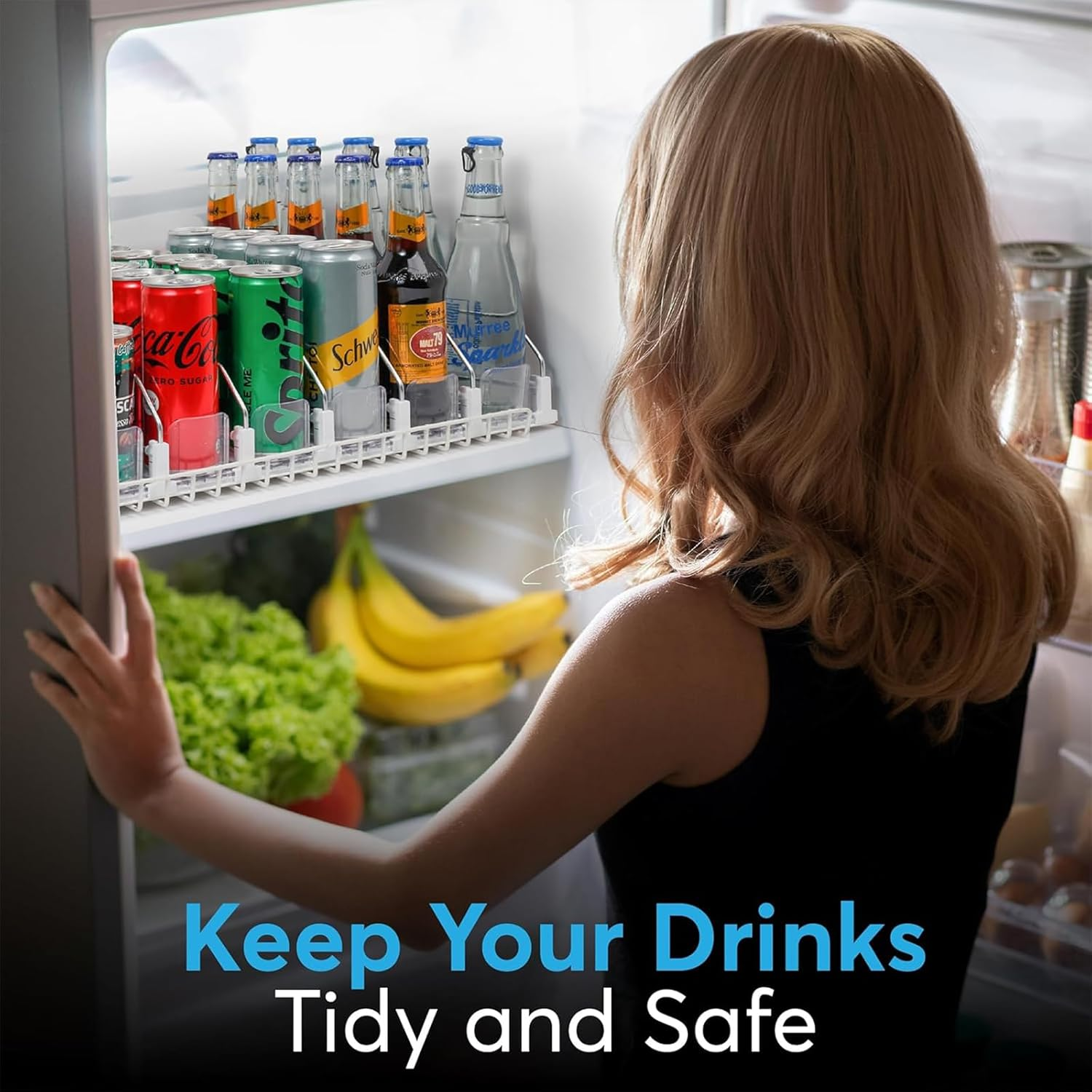 4PCS Generic Fridge Organiser, Can Dispenser Fridge, Width-Adjustable Beverage Pusher Glide, Holds up to 20 Cans, Automatic Replenishment for Beer, Soda, Seltzer Pop Ideal for Fridge, Kitchen & Pantry image number 4