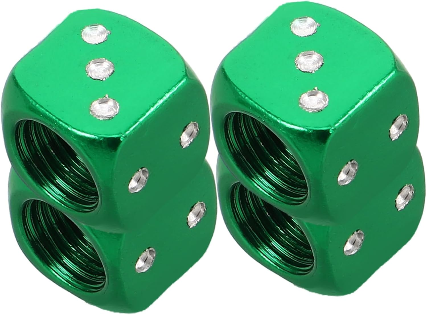 Vaguelly 4Pcs Creative Dice-Shaped Tire Valve Caps Aluminum Alloy Dice Valve Stem Cap Universal Car Accessory for Cars Trucks and Motorcycles image number 6
