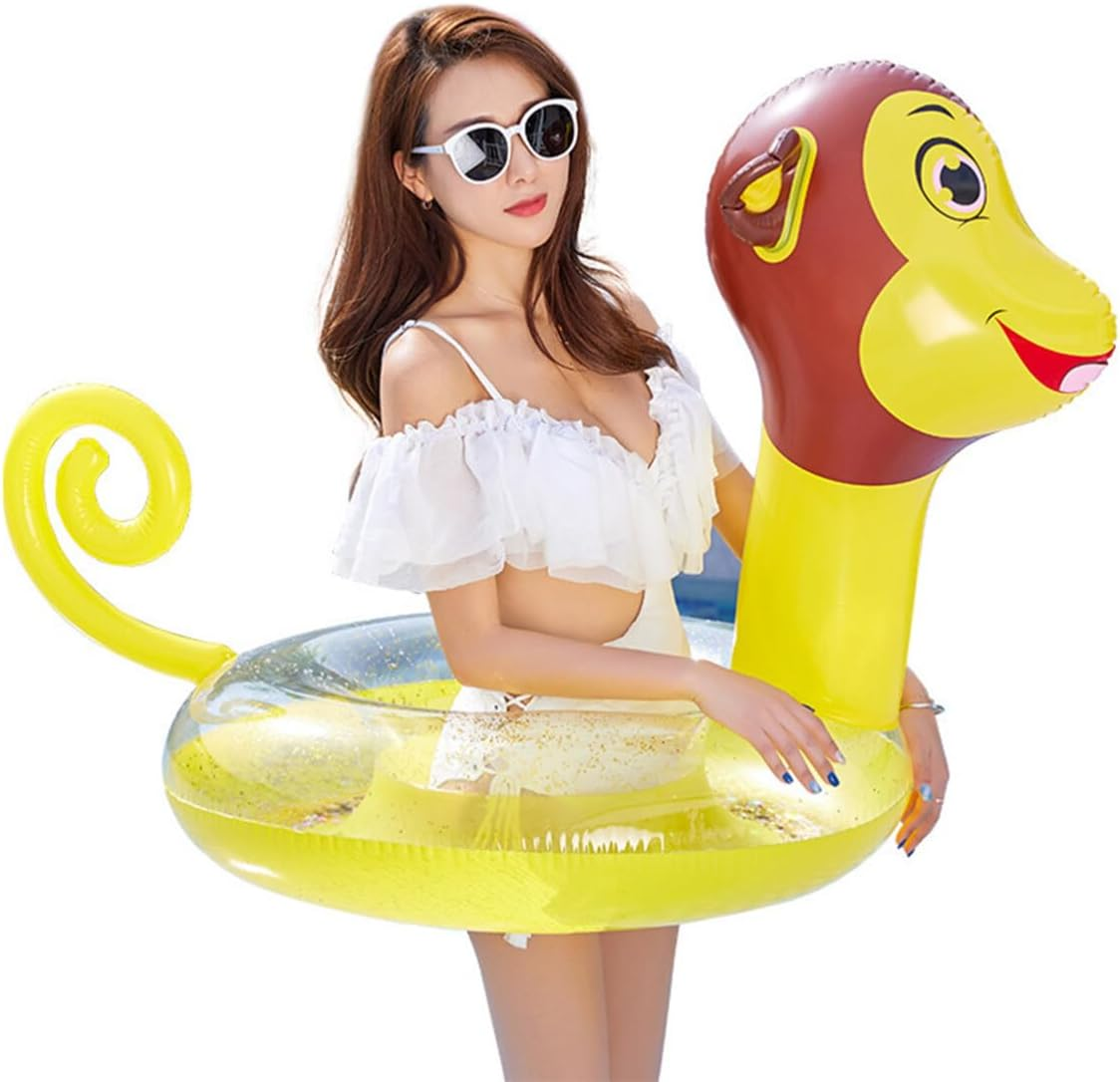PVC Swim Ring Monkey Pattern Inflatable Pool Float for Adults Boys and Girls Water Toy Beach Pool Play Ring image number 2