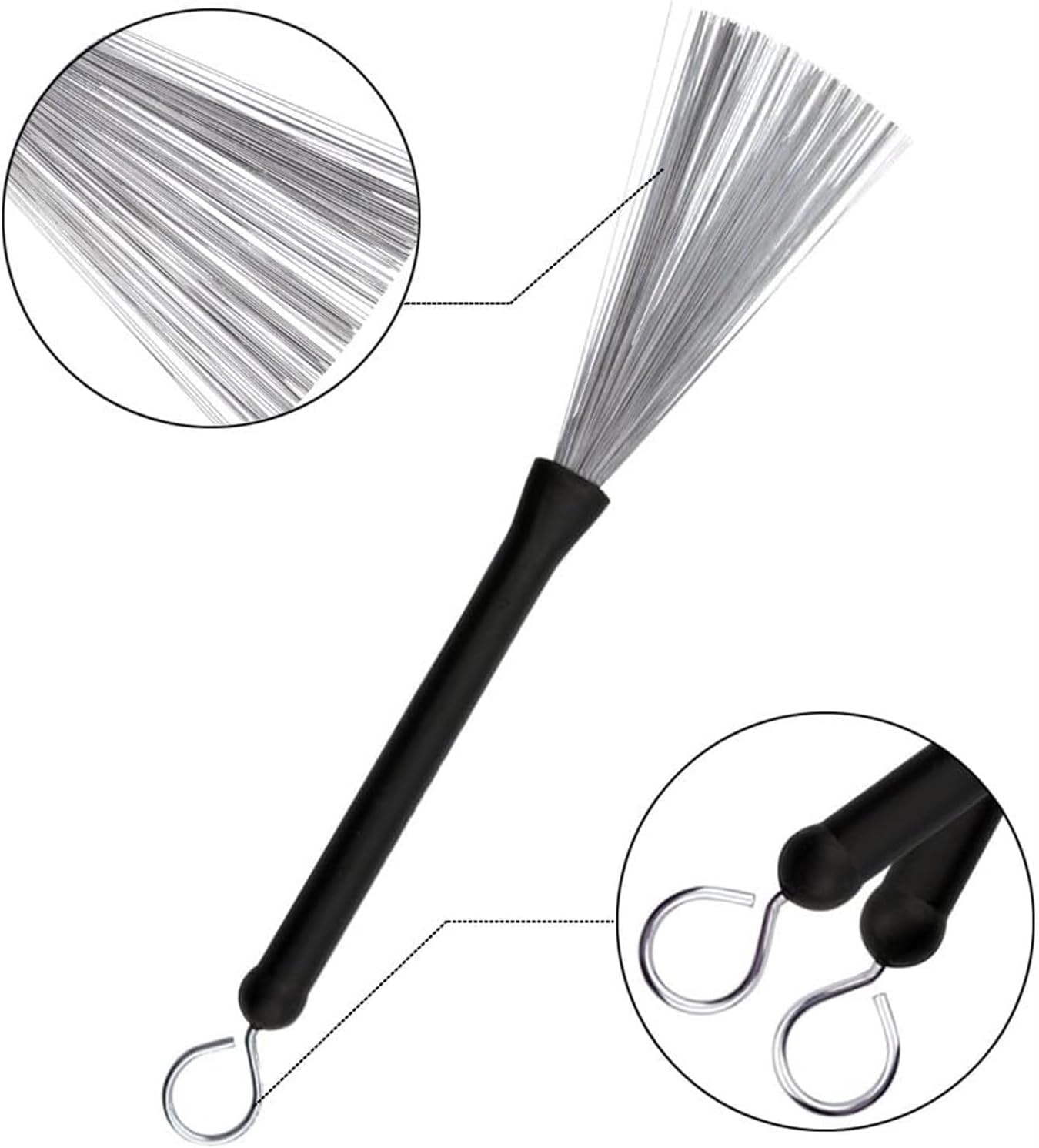 BEANPRECOY Drum Sticks Set Retractable Drum Wire Brushes 1 Pair 5A Maple Wood Drum Sticks 1 Pair Rods Drum Brushes 1 Pair Jazz Acoustic Music Lover Gift Adults Rock Band Students image number 1