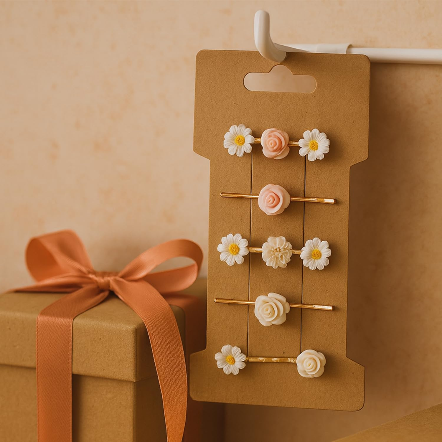 Doromy Hair Clip Display Cards, 100 Packs Rectangular Hair Barrettes Jewelry Display Holder Brown Kraft Paper Cards for Hair Accessories Displaying Organizing Packaging, 6.6X11.5Cm