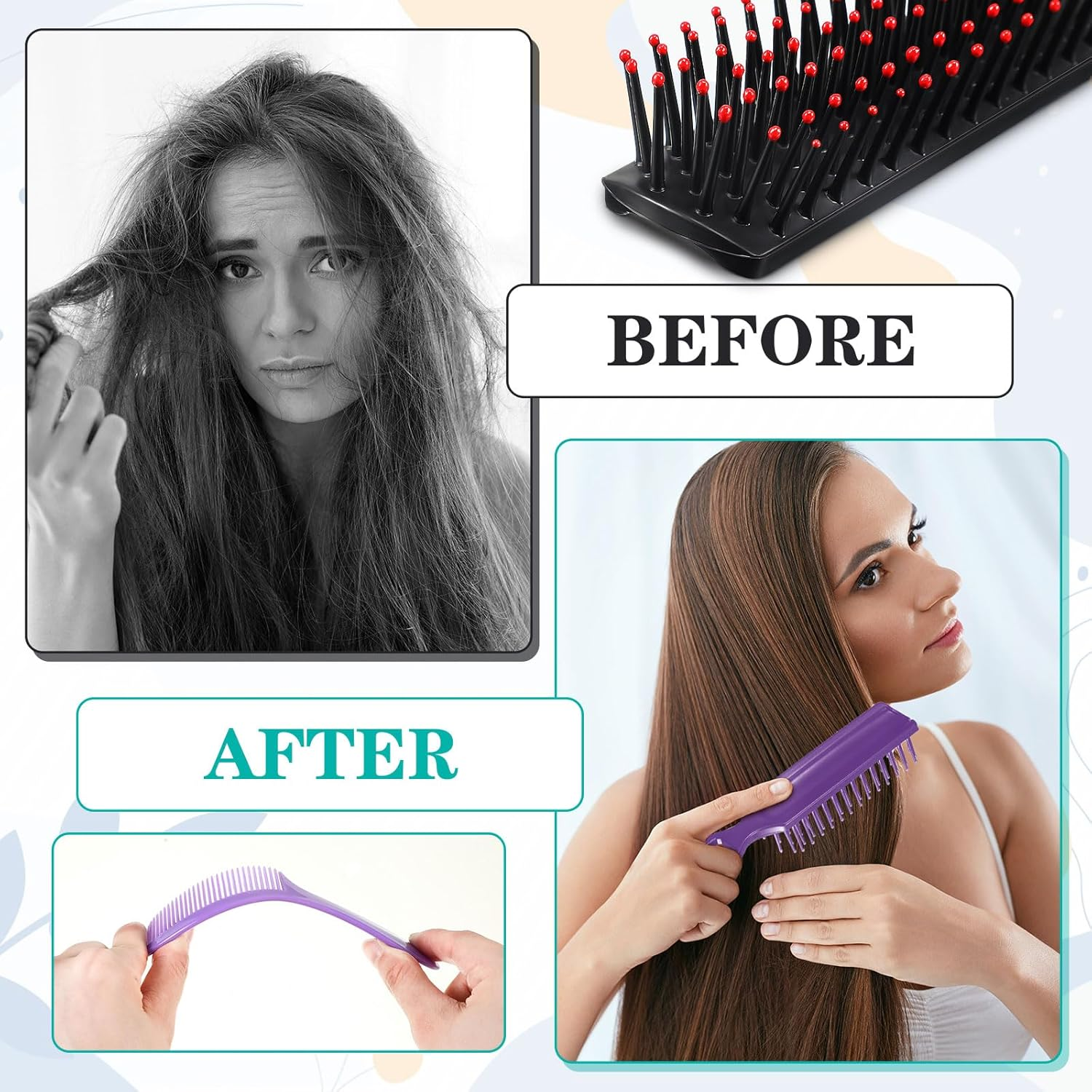 Baderke 200 Pcs Hair Brushes & Combs Set - Nylon Bristles & Plastic Handles - Suitable for Curly Hair - Women, Men & Shelter Use - Multicolor image number 1