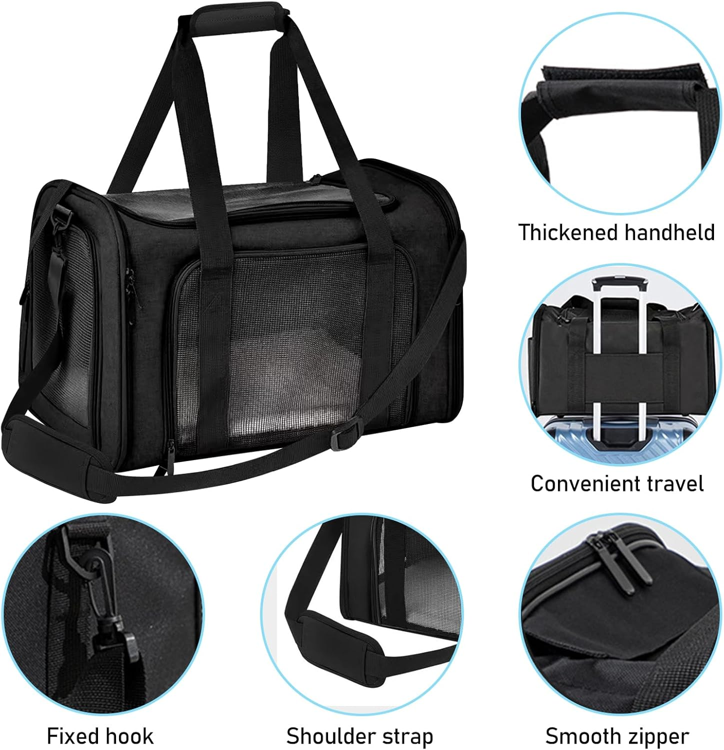 BYZESTY Transport Box Cat Dog Transport Box Dog Box Foldable Dog Transport Box Cat Transport Boxes Dog Bag Cat Transport Bag Includes Dog Bowl, 42 X 27 X 28 Cm (Black 2)