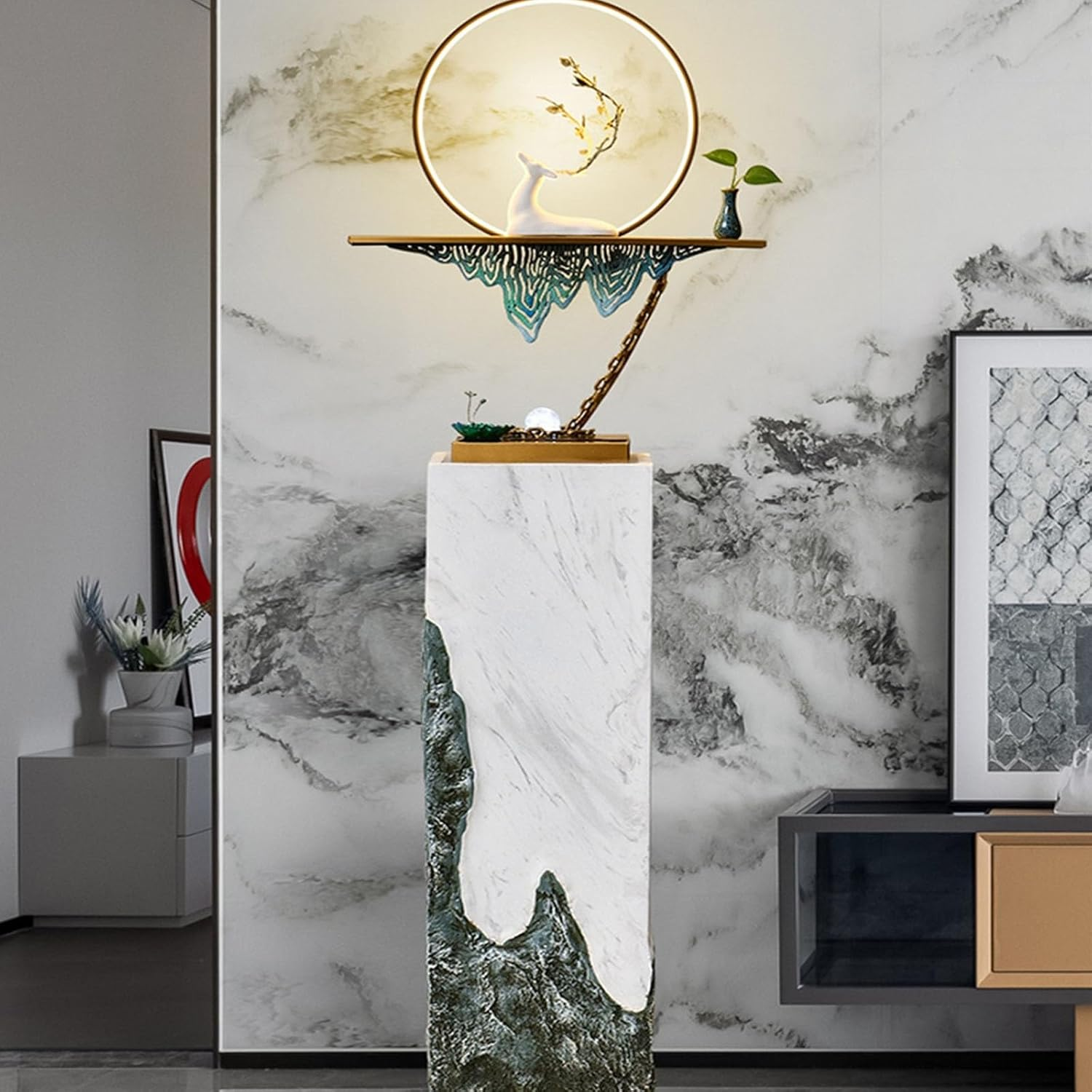 Outdoor Fountain Indoor Floor Fountain, Circulating Water, Outdoor with LED Lights, Home/Office Decor(M) image number 5