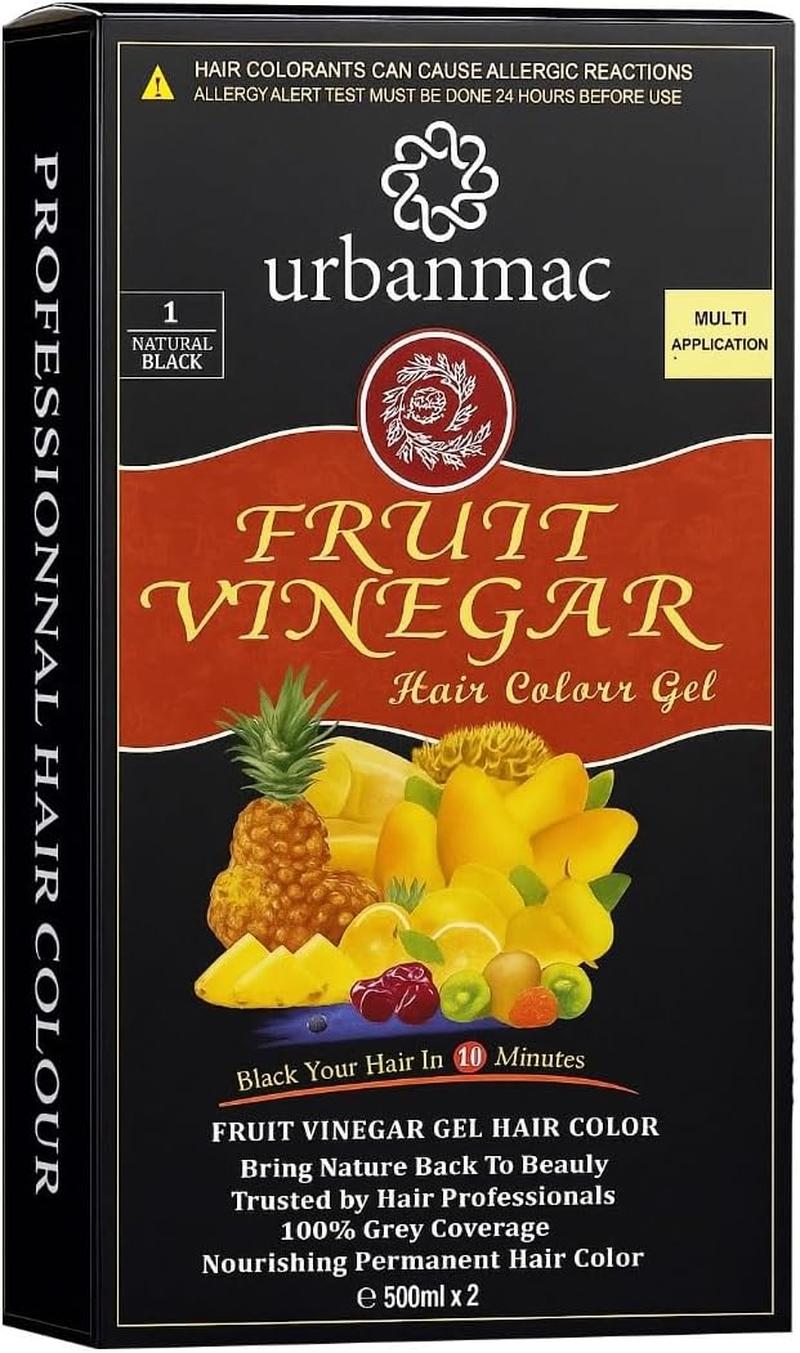 URBANMAC Fruit Vinegar Black Gel Color Pack of 1, Bake Hair Dyeing in One by Haute Fashion, Plant Essence Healthy and Harmless, Gary Hair Turns Black, Smooth and Beautiful Professions Hair Colour image number 4