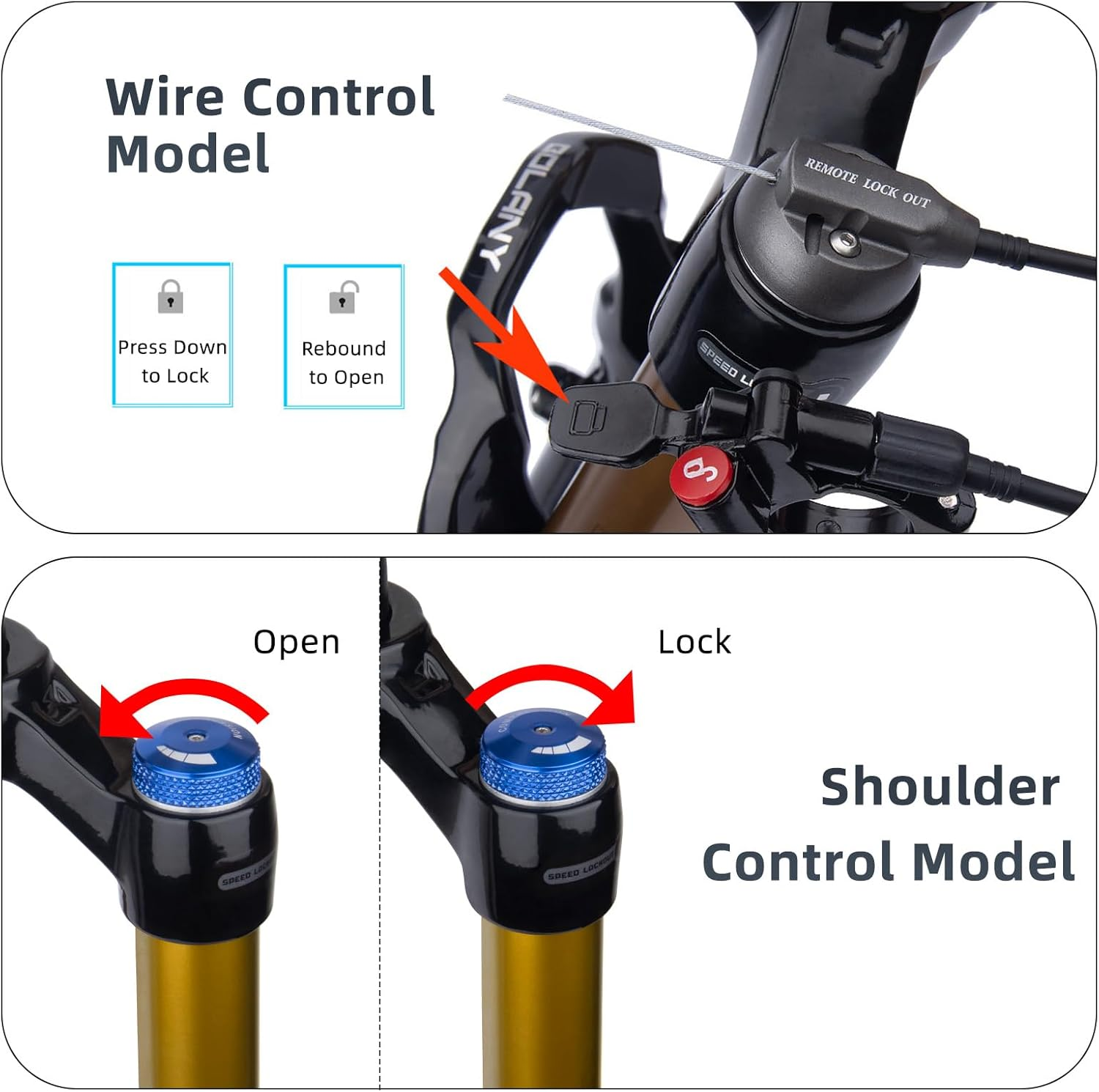 Professional Air Pressure Front Fork Made of Aluminum + Magnesium Alloy Suitable for 27.5/29 Inch Bikes with Shoulder Control Lock/Wire Control Lock Max for XC/AM 2.4In Tire image number 6