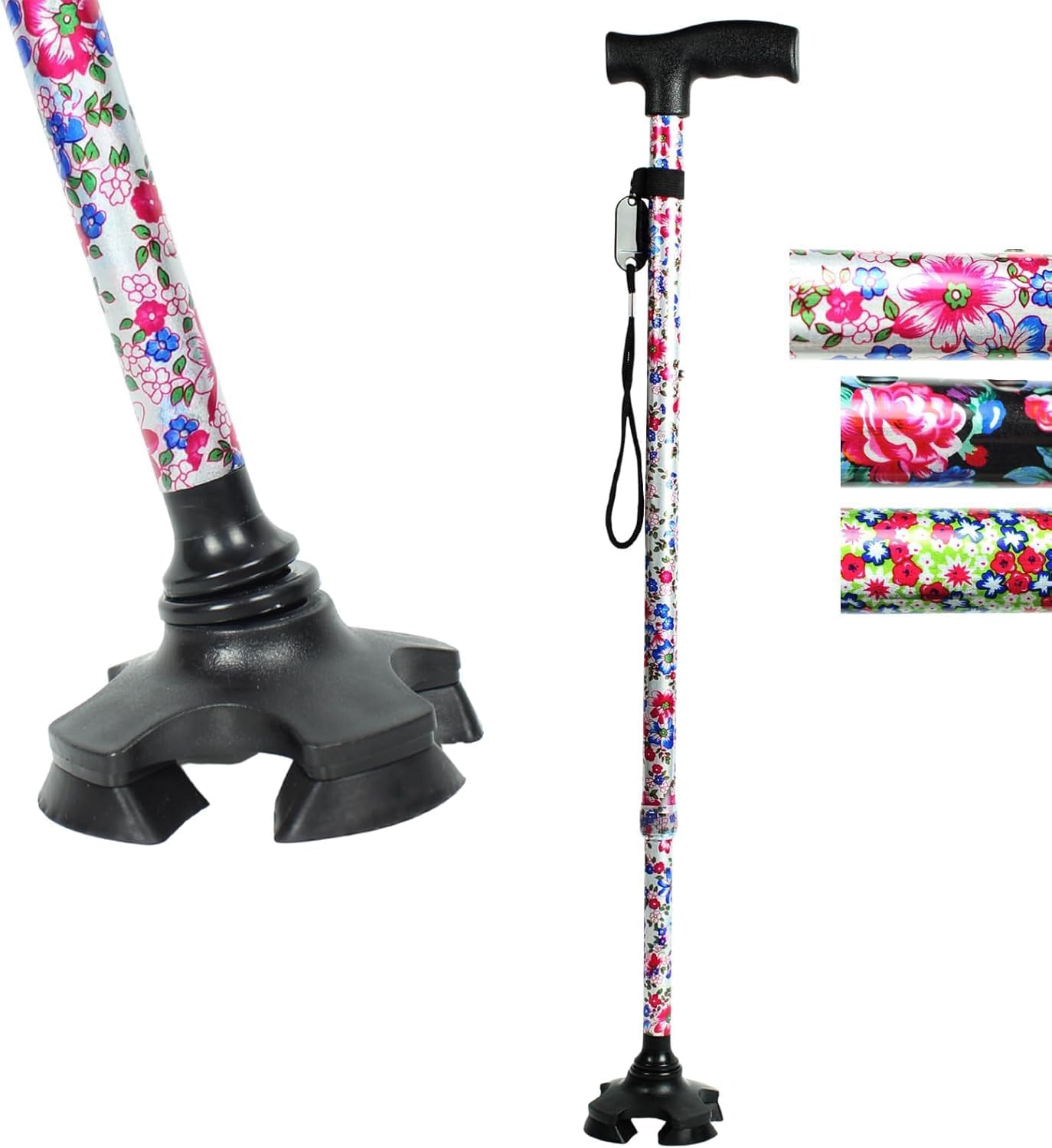 Begrit Walking Stick Adjustable Cane for Women Ergonomic Handle Stabilising Base