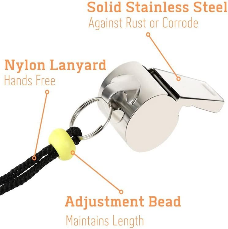 DABOBOTOOL Whistle, Stainless Steel Sports Whistles with Lanyard, Loud Crisp Sound Whistles Great for Coaches, Officials, and Officialsreferees image number 3