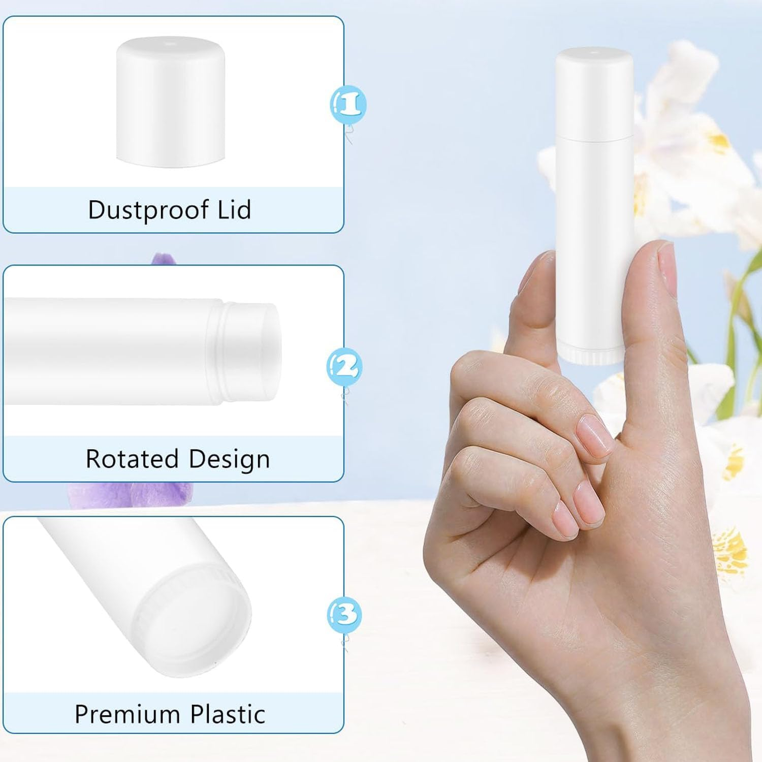 Paifeancodill Empty Lipstick Containers Clear Lip Balm Tubes, Plastic Empty Lipstick Container with Cap for Making, Travel Lip Balm Tube Containers, round Plastic Lips Balm Tube Secure Packaging