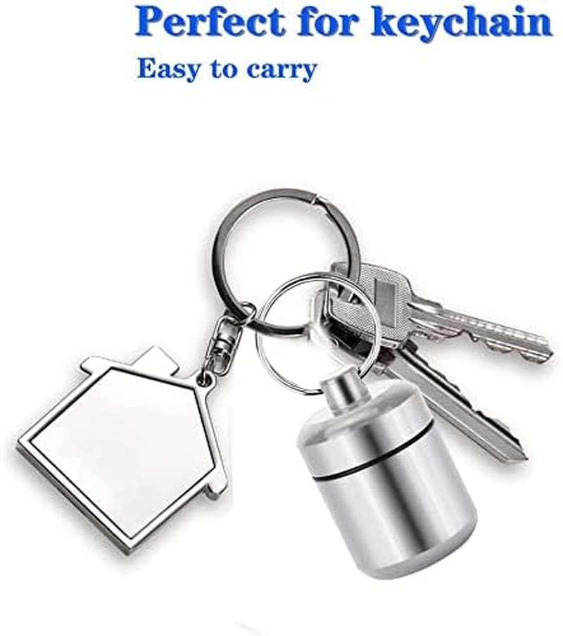Pill Keychain Holder - 2 Pack of Small Pill Box Waterproof Pill Fob Organizer Portable Pill Holder Keychain (Grey) - Grey image number 3