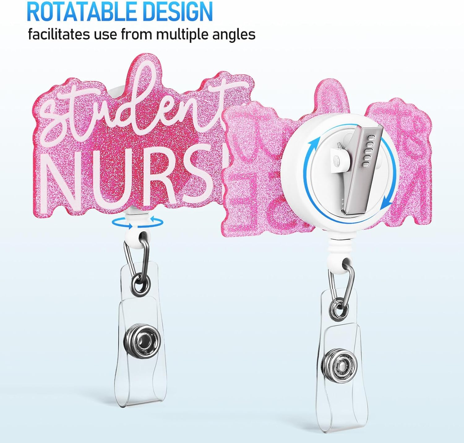 2Pcs Retractable Nurse Badge Holders Student Nurse Badge Reel Accessories for Healthcare Professionals Easy to Attach and Match image number 2