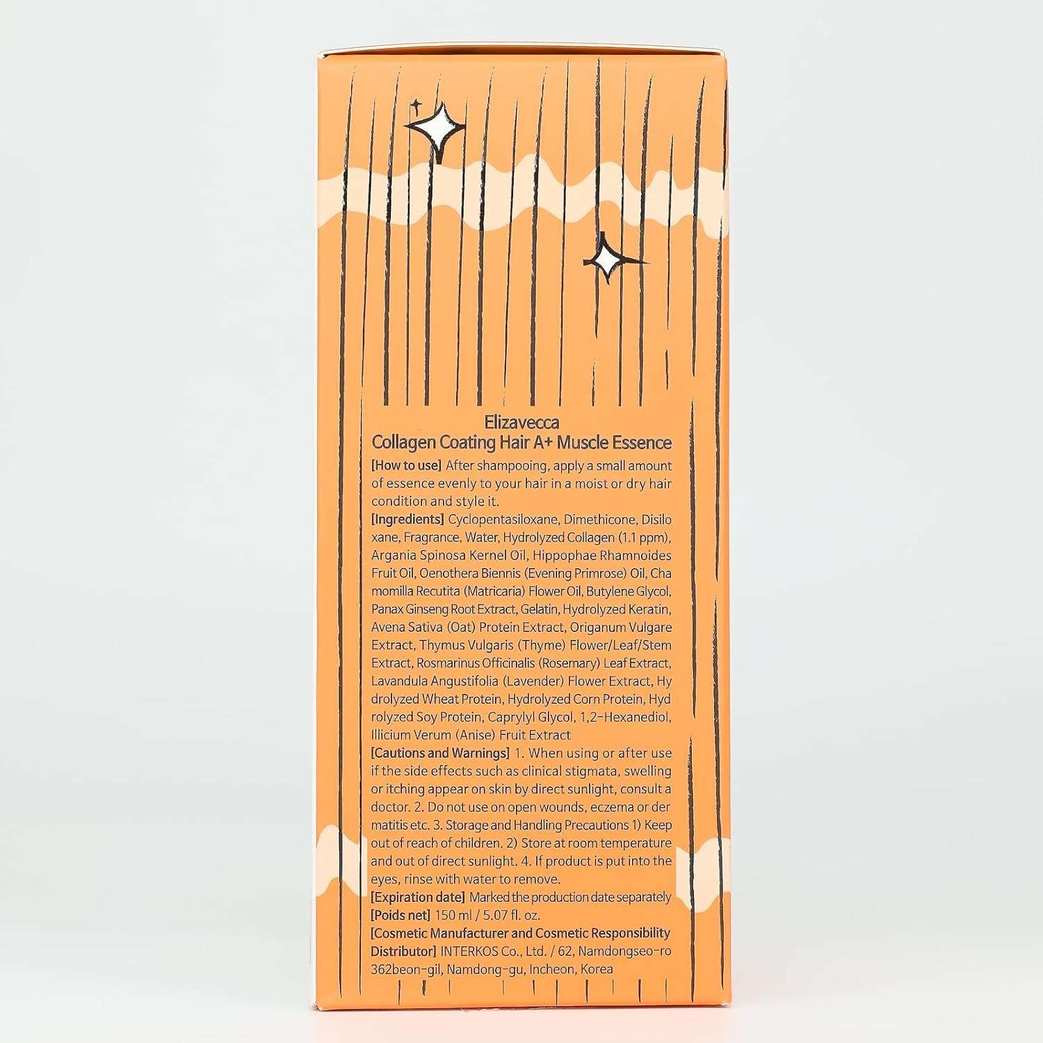 Elizavecca CER-100 Collagen Coating Hair Muscle Essence 150Ml/5.07 Fl.Oz. - Leave-In Treatment Oil for Dry & Natural Hair | K-Beauty image number 1