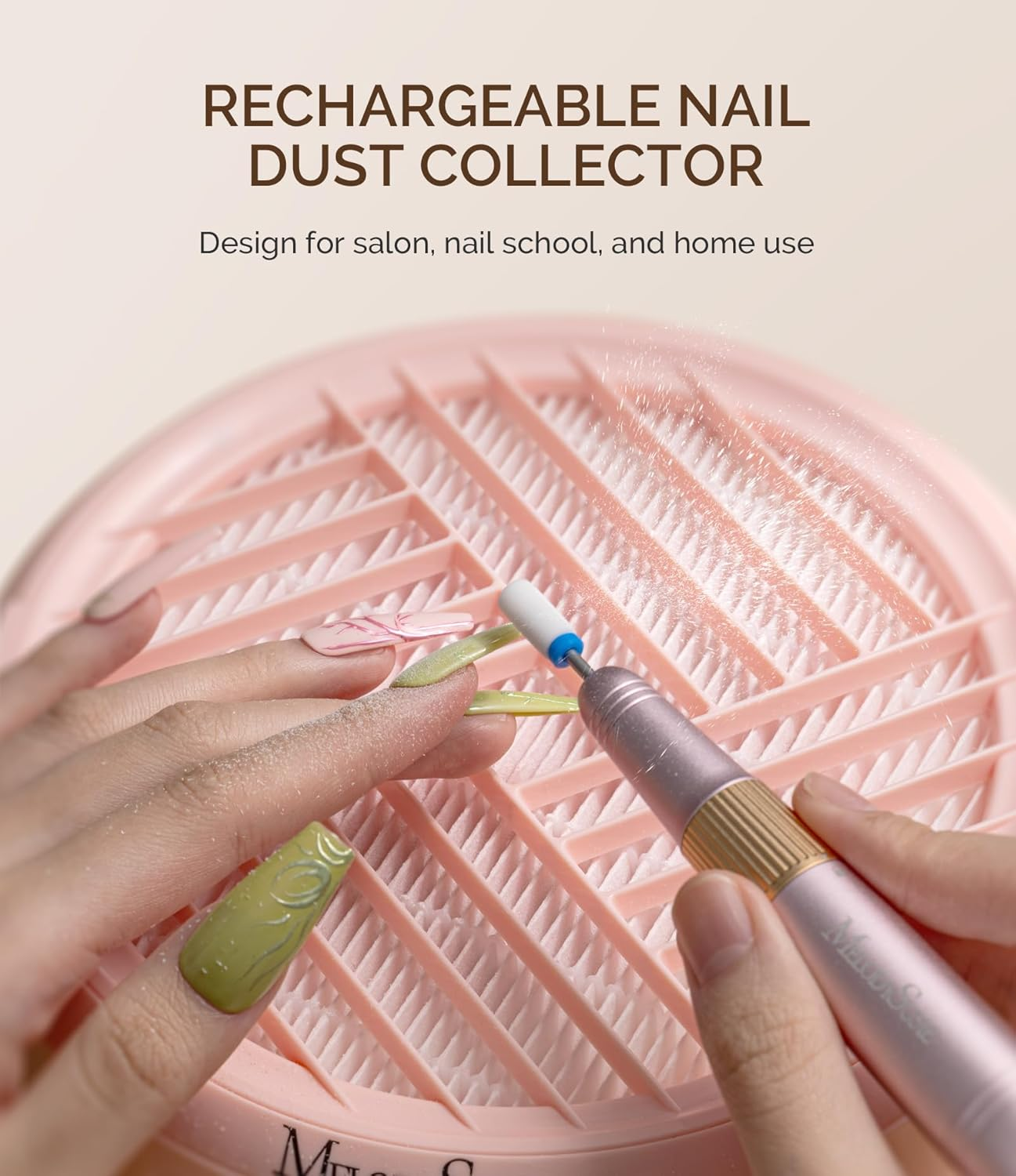 Melodysusie Cordless Nail Dust Collector,Compact Rechargeable Vacuum Fan with Reusable Filter,Spror Powerful Dust Suction Machine for Acrylic Gel Polish Manicure Pedicure at Salon&Home,Pink image number 3