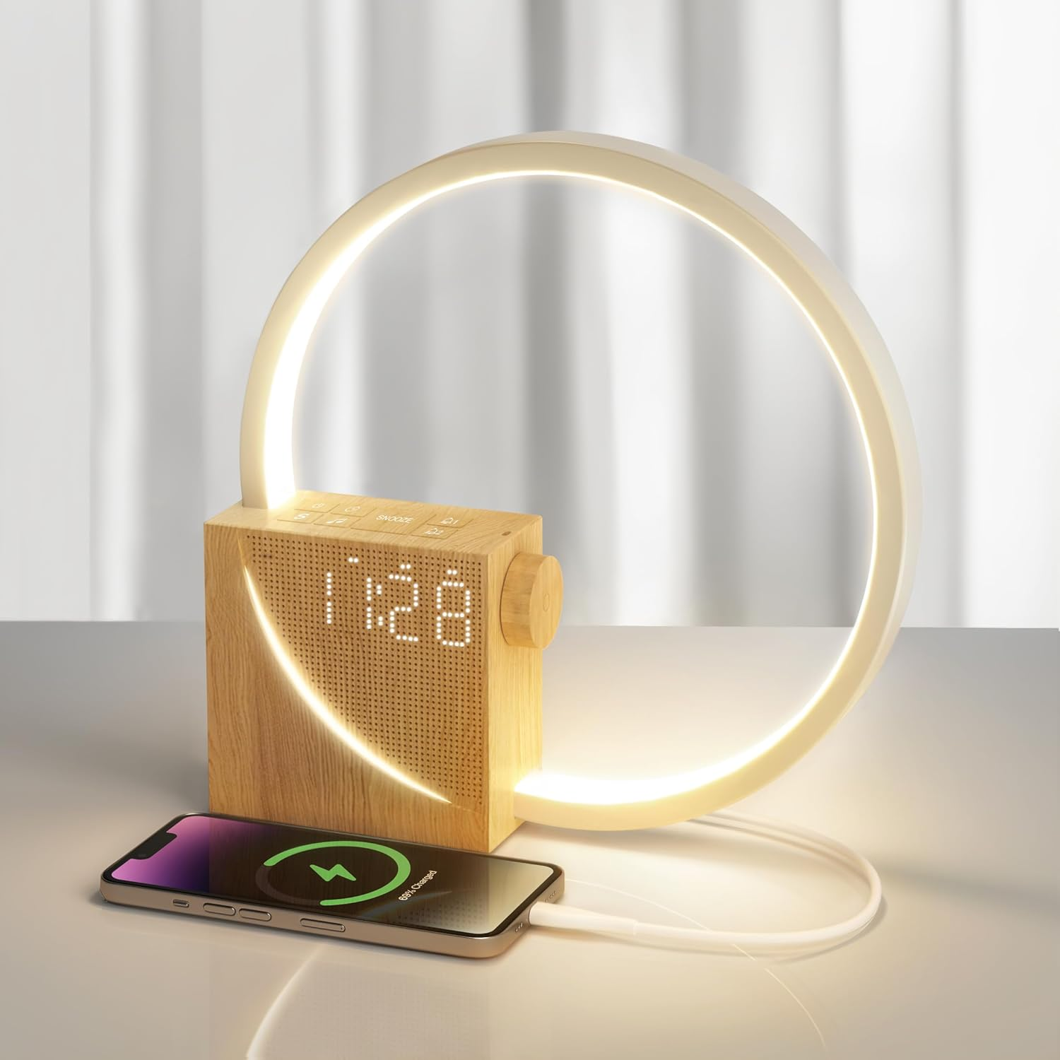 Blonbar Sunrise Alarm Clock for Heavy Sleepers, Wake up Light with Dual Alarms Sunrise Simulation USB Charging Port 4-Level Dimmable, Night Light 10 Natural Sounds Snooze Alarm Clocks for Bedrooms image number 2