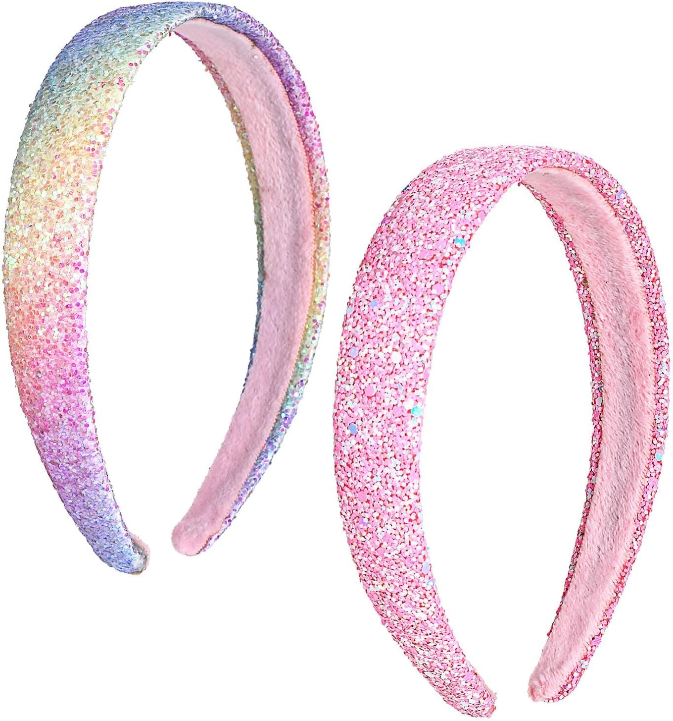 2 Pack Hairband Set Rhinestone Headband Crystal Bling Headbands Cute Sparkly Wide Thick Head Bands Glitter Toddler Hair Accessories Fashion Head Bands Sparkly Hair Accessory for Girl Women (2 Styles) image number 6