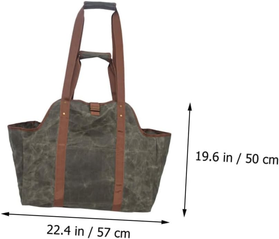 ROMISBABA Water Resistant Waxed Canvas Firewood Carrier Tote Bag for Fire Pit Storage for Firewood Capacity Scratch Stain Resistant for Outdoor Use