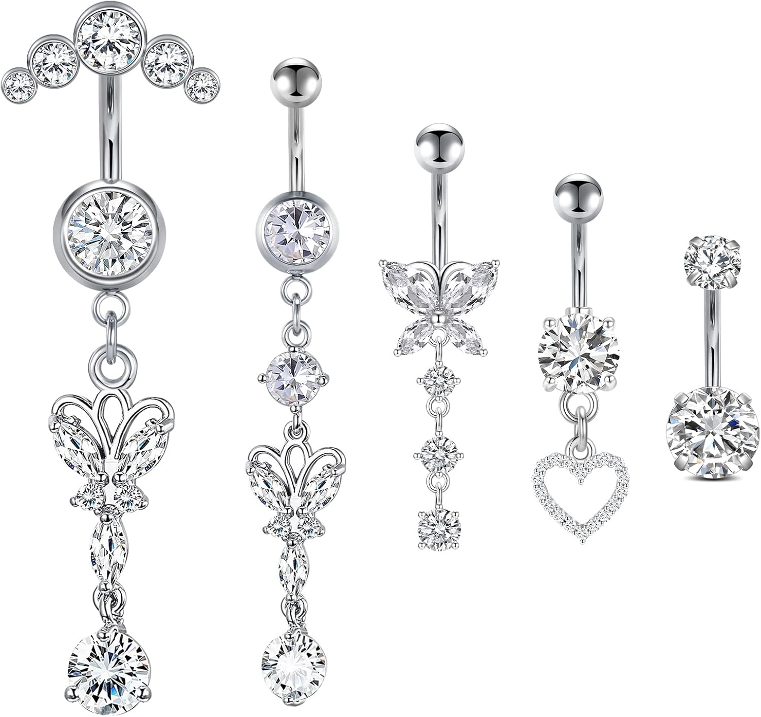 Zolure 14G 10MM Belly Button Ring Hypoallergenic Dangling Clicker Hoop Belly Piercing Jewelry for Women