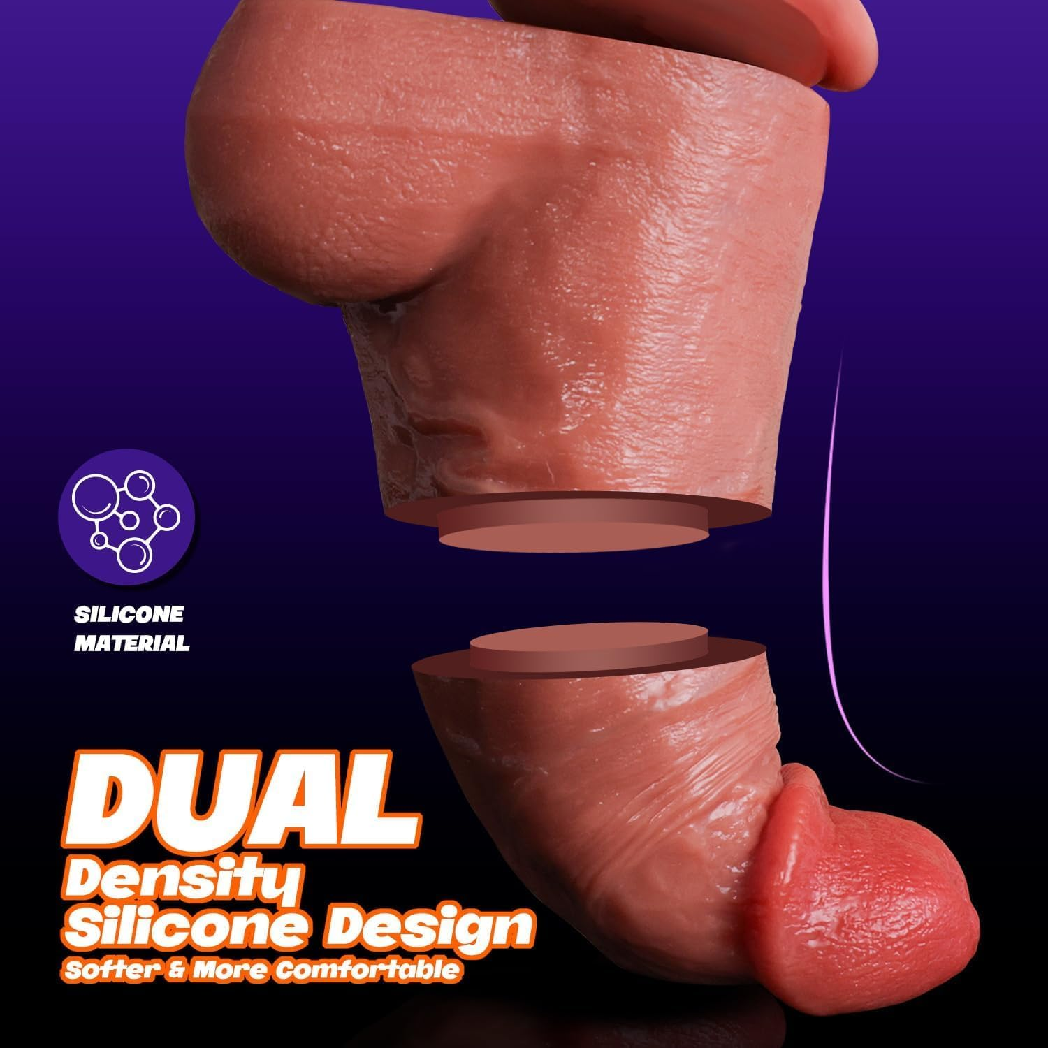 3.15'' Diameter Huge Thick Dildo Sex Toy, 10 Inch Adult Realistic Giant Big Silicone Dildos with Strong Suction Cup, Hands-Free G-Spot Dildo Adult Sex Toys & Games for Gay Women image number 4