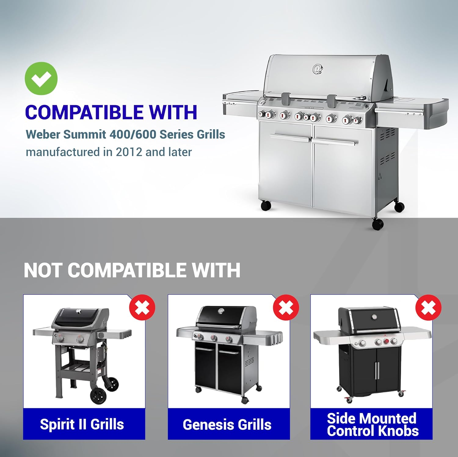 Bluestars [Updated] 91538 Lighted Control Knobs Assembly - Pack of 2 Grill Knobs for Weber Summit 400/600 Grills Manufactured in 2012 Years and Later - Fit E-470/670 S-460/470/660/670 and More image number 2