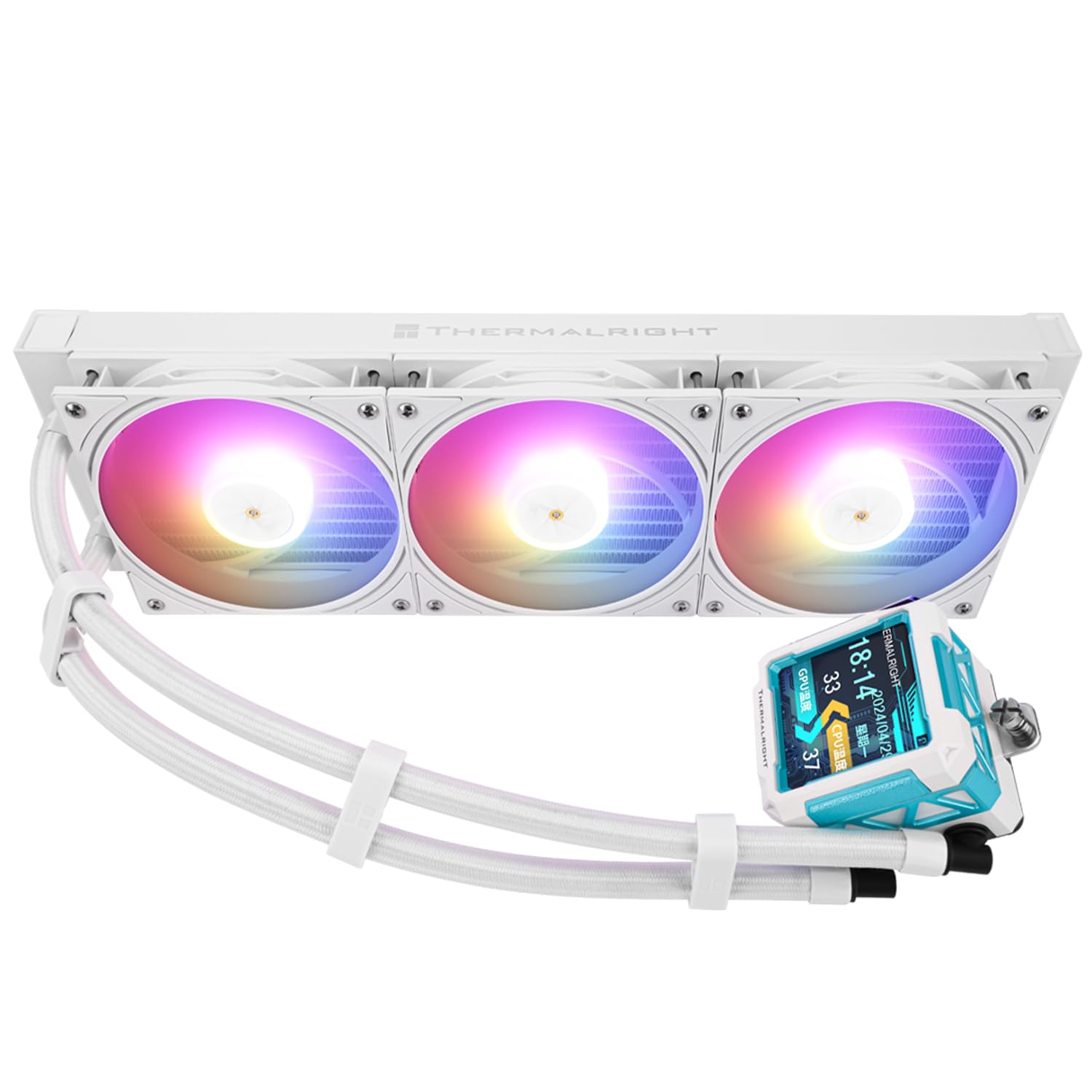 Thermalright FW PRO 360 ARGB White-360Mm AIO CPU Liquid Cooler,Ips LCD Screen with 320 * 320 Resolution,For Am4/Am5/Intel LGA1700/1851,&rsquo;2.73 Inch&rsquo;Magnet-Absorbent LCD Screen for Images