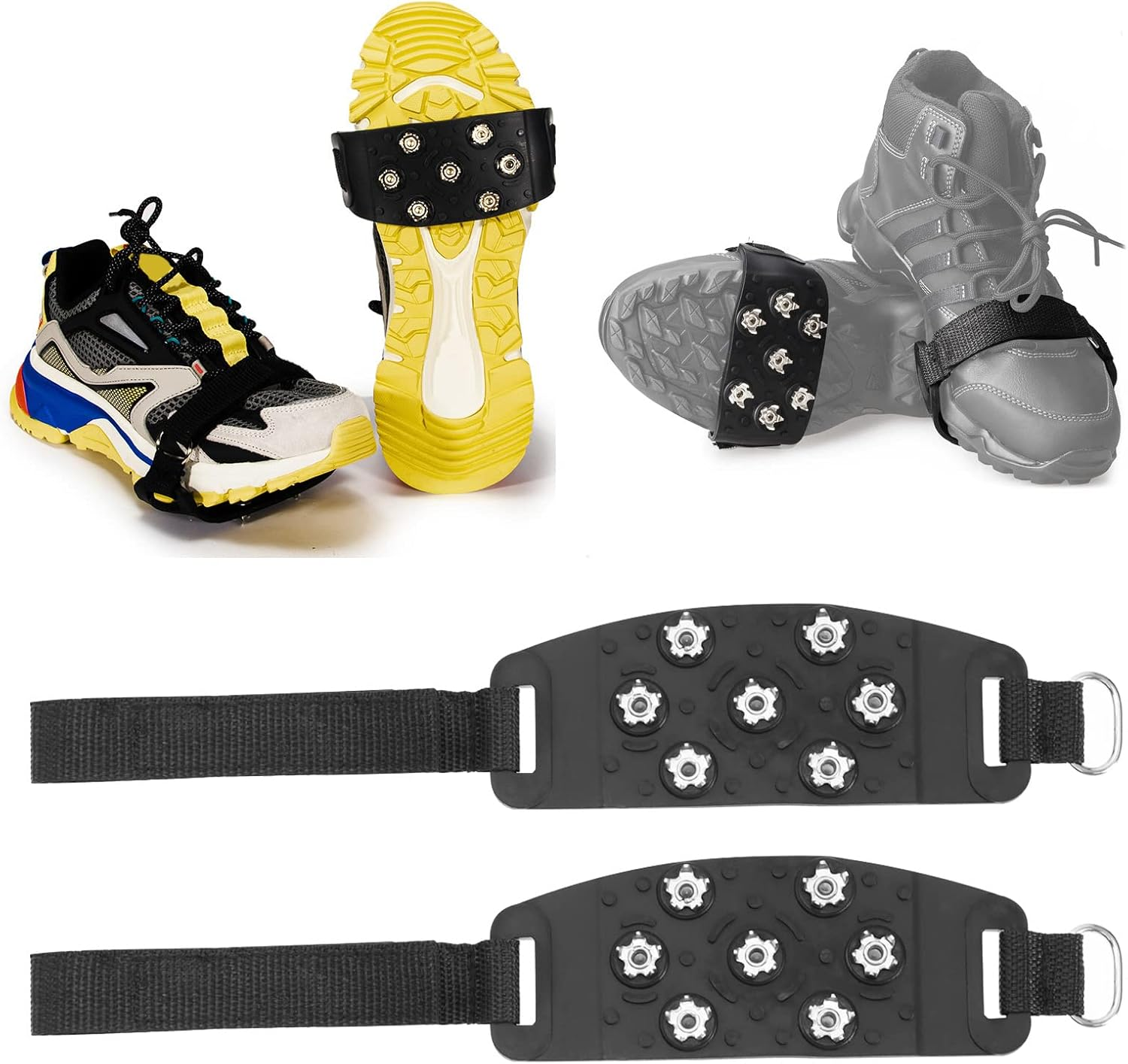 Emagtech 1 Pair Slip-On Shoe Grippers 7 Studs Ice Snow Grips Snow Walk Traction Cleats Crampons anti Slip Spikes Grips for Shoes Trainers Boots image number 4