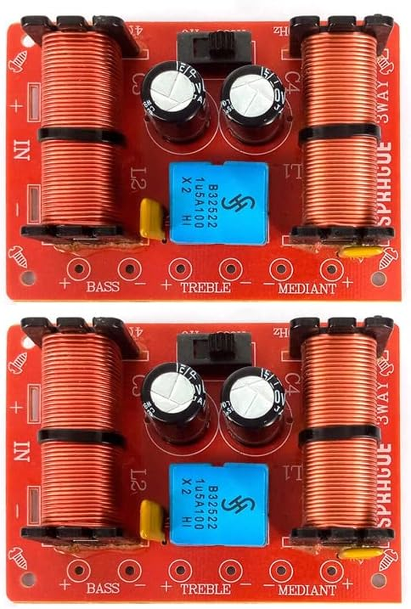 JINGERL 2PCS 150W 3Way Audio DIY Speaker Crossover Filters Hifi Stereo Treble/Alto/Bass 1000Hz/5000Hz Frequency Dividers