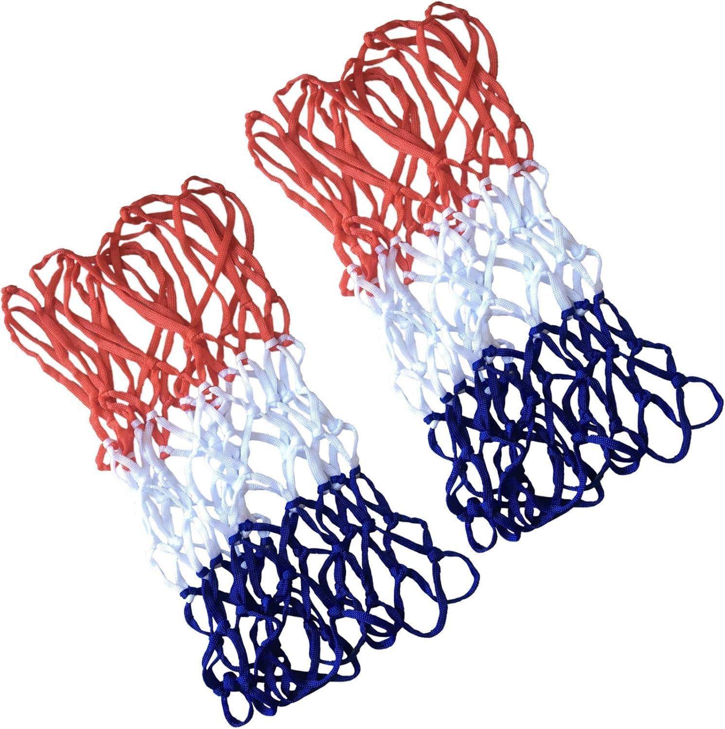 Red White Blue Standard Thick Nets, 2Pcs Red White Blue Nylon Basketball Nets,Basketball Nets Rainproof Sunscreen Nets,Pp Basketball Hoop Net Rim Net,Red White Blue Bold Polyester Braided Net image number 6