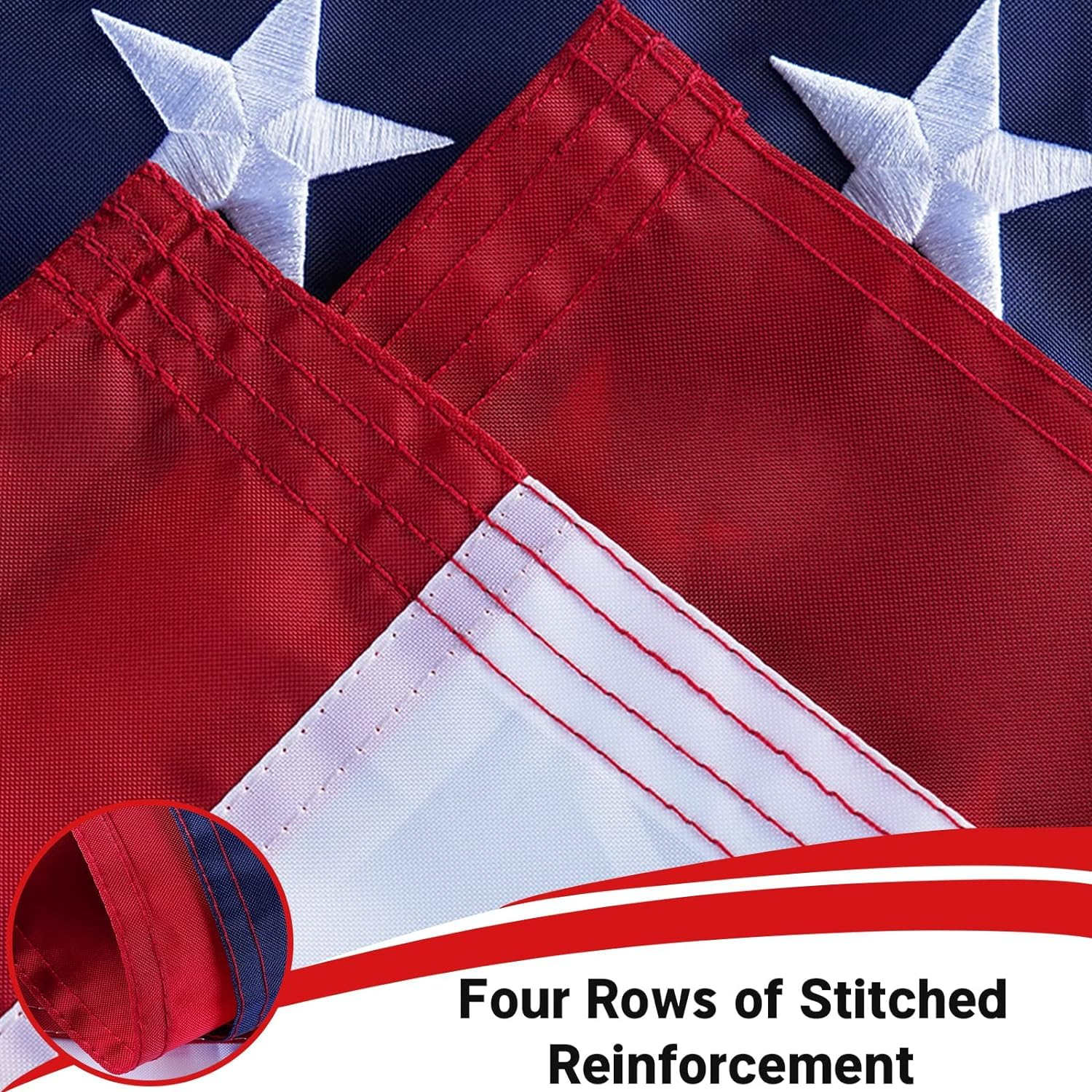 Flagolden Cotton American Flag 2X3 Ft Made in USA, Embroidered Outdoor US United USA Flags Heavy Duty, America Flag for outside with 2 Brass Grommets - 3X5 American Cotton Flag image number 1