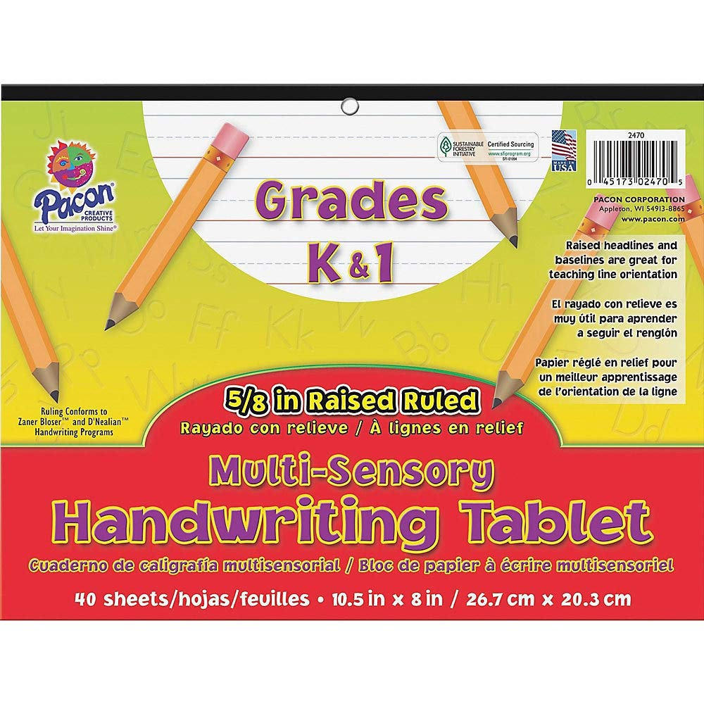 Pacon Multi-Sensory Raised Ruled Tablet, White, 5/8" X 5/16" X 5/16" Ruled 10-1/2" X 8", Ruled Long, 40 Sheets image number 2